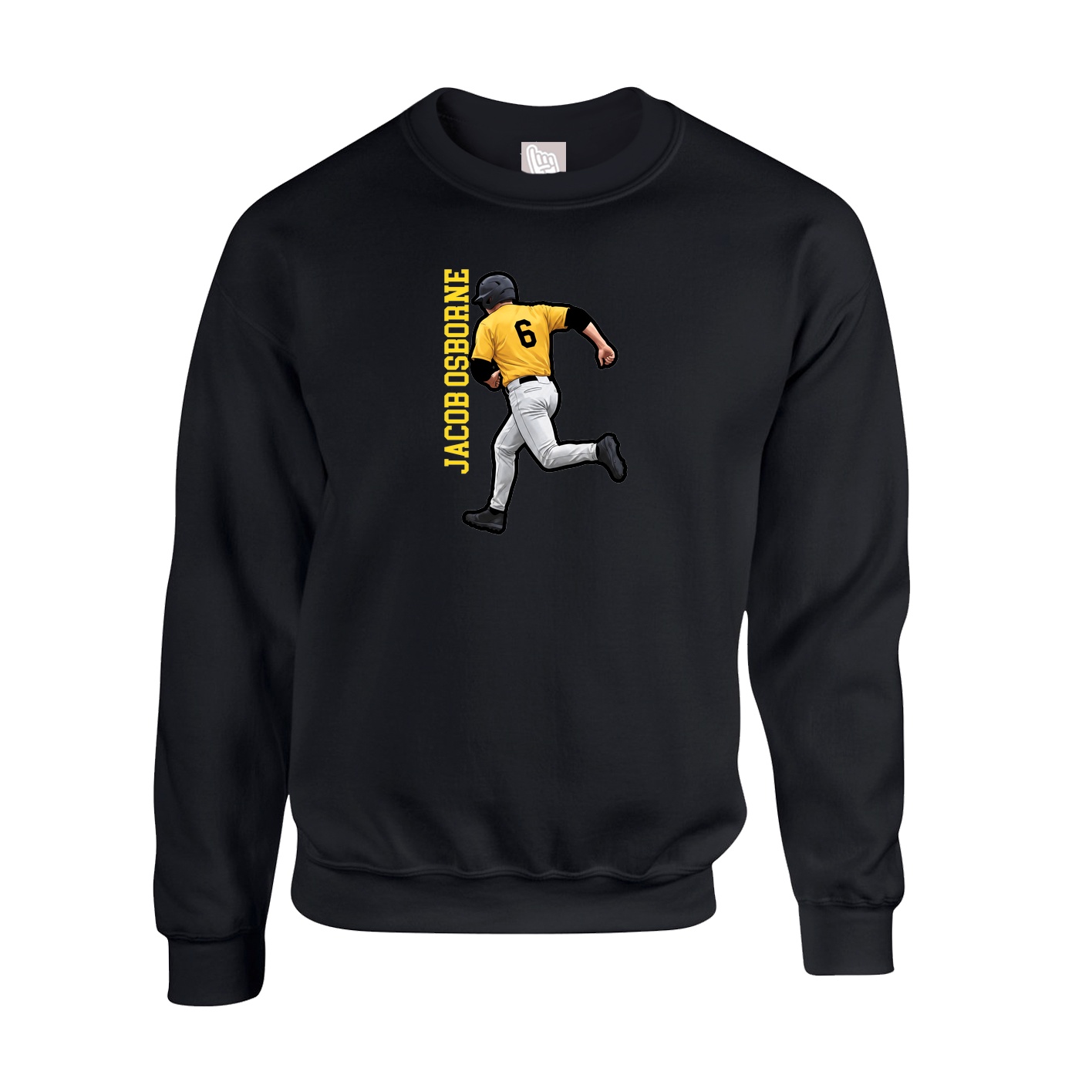 Fleece Crew — Name Vertical in Black