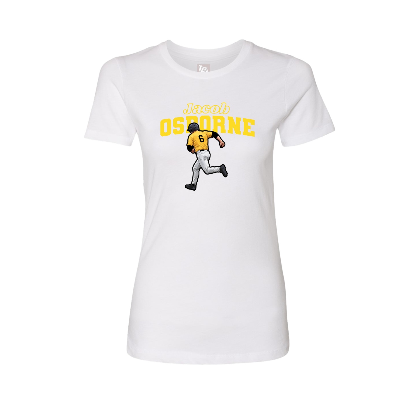 Fitted Women's Tee — Name Arch in White
