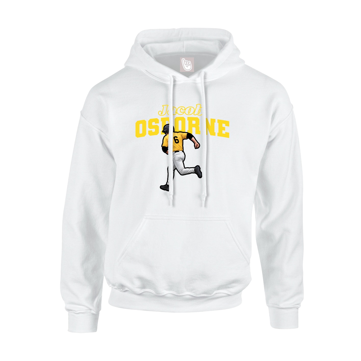 Youth Hoodie — Name Arch in White
