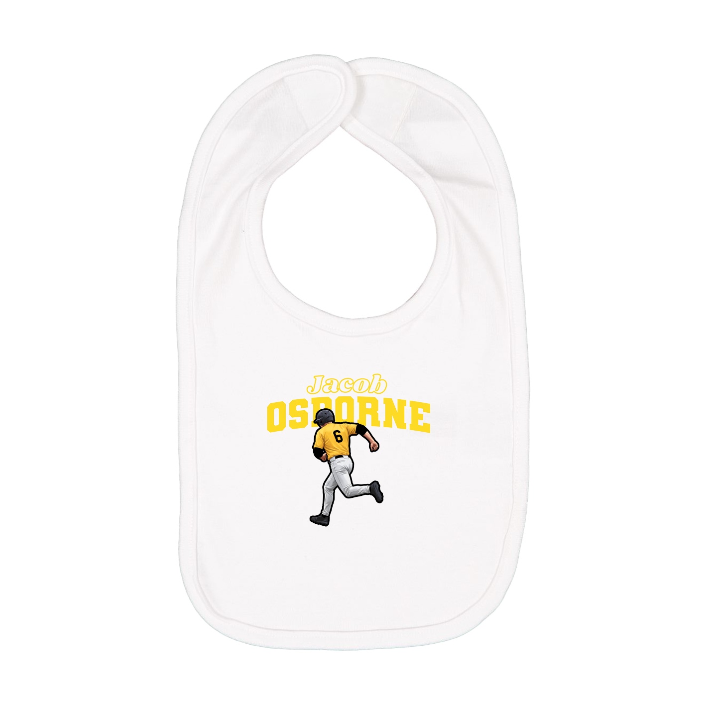 Infant Bib — Name Arch in White