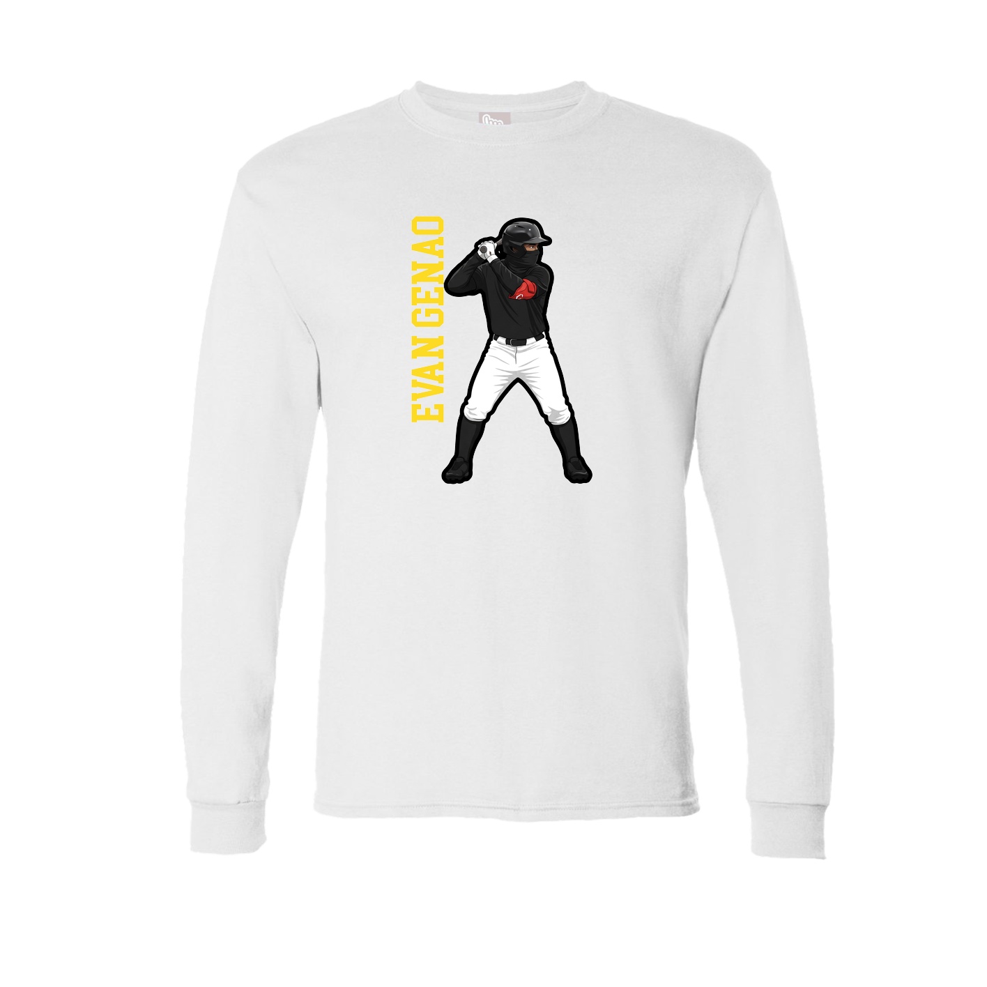 Long Sleeve Tee — Name Vertical in White