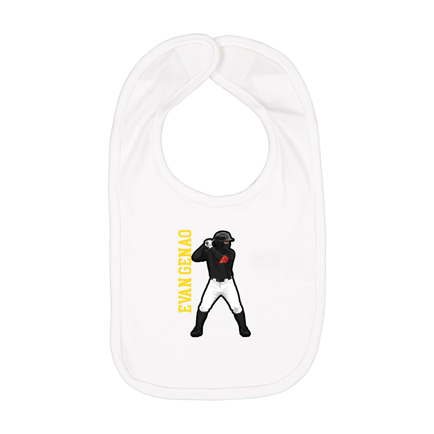 Infant Bib — Name Vertical in White