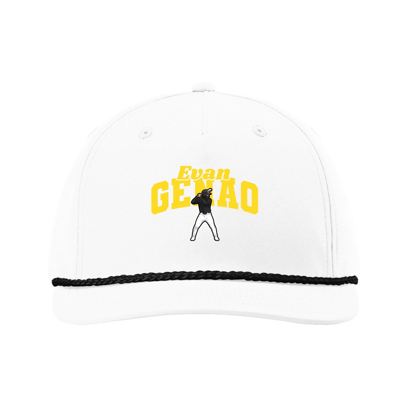 Five-Panel Classic Rope Cap — Signature Arch in White
