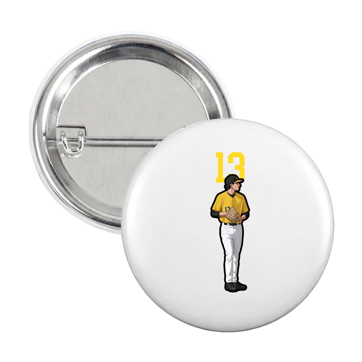 Game Day Button — Number Top in White