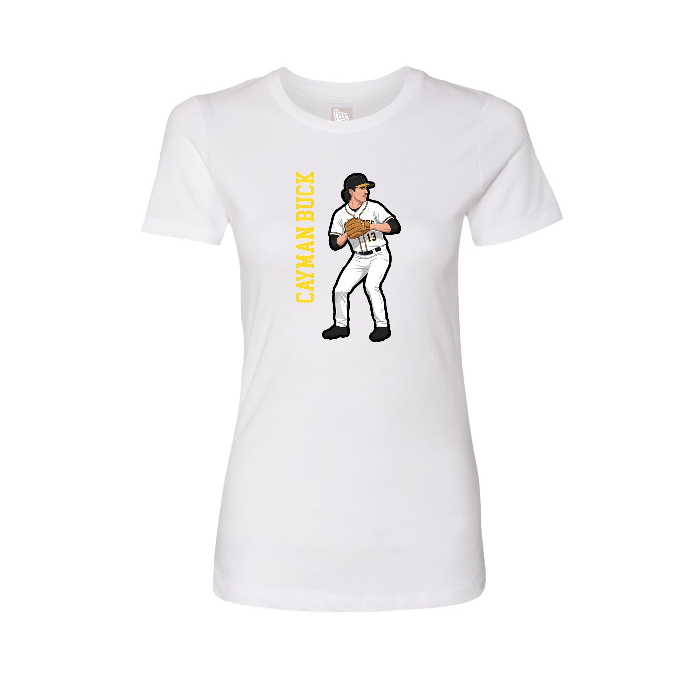 Fitted Women's Tee — Name Vertical in White