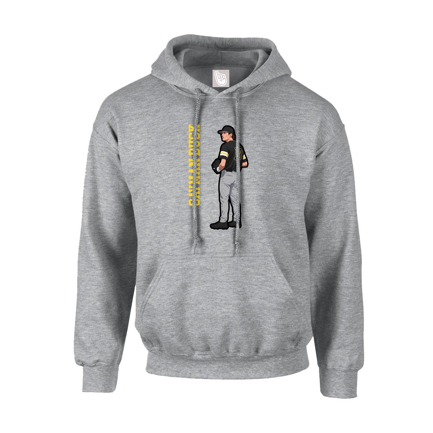 Youth Hoodie — Name Vertical in Grey
