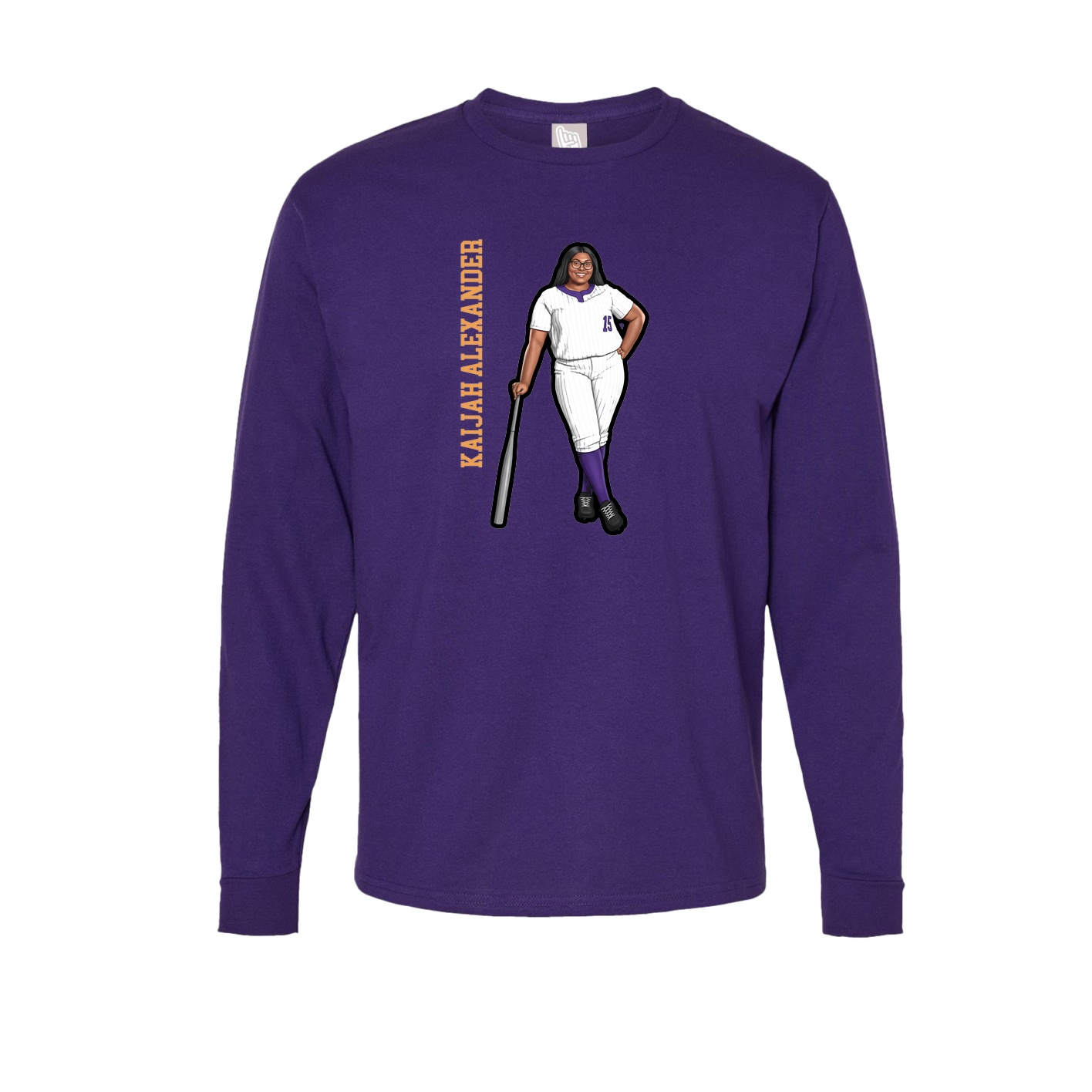 Long Sleeve Tee — Name Vertical in Purple