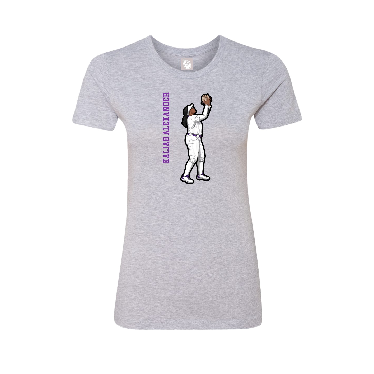 Fitted Women's Tee — Name Vertical in Grey
