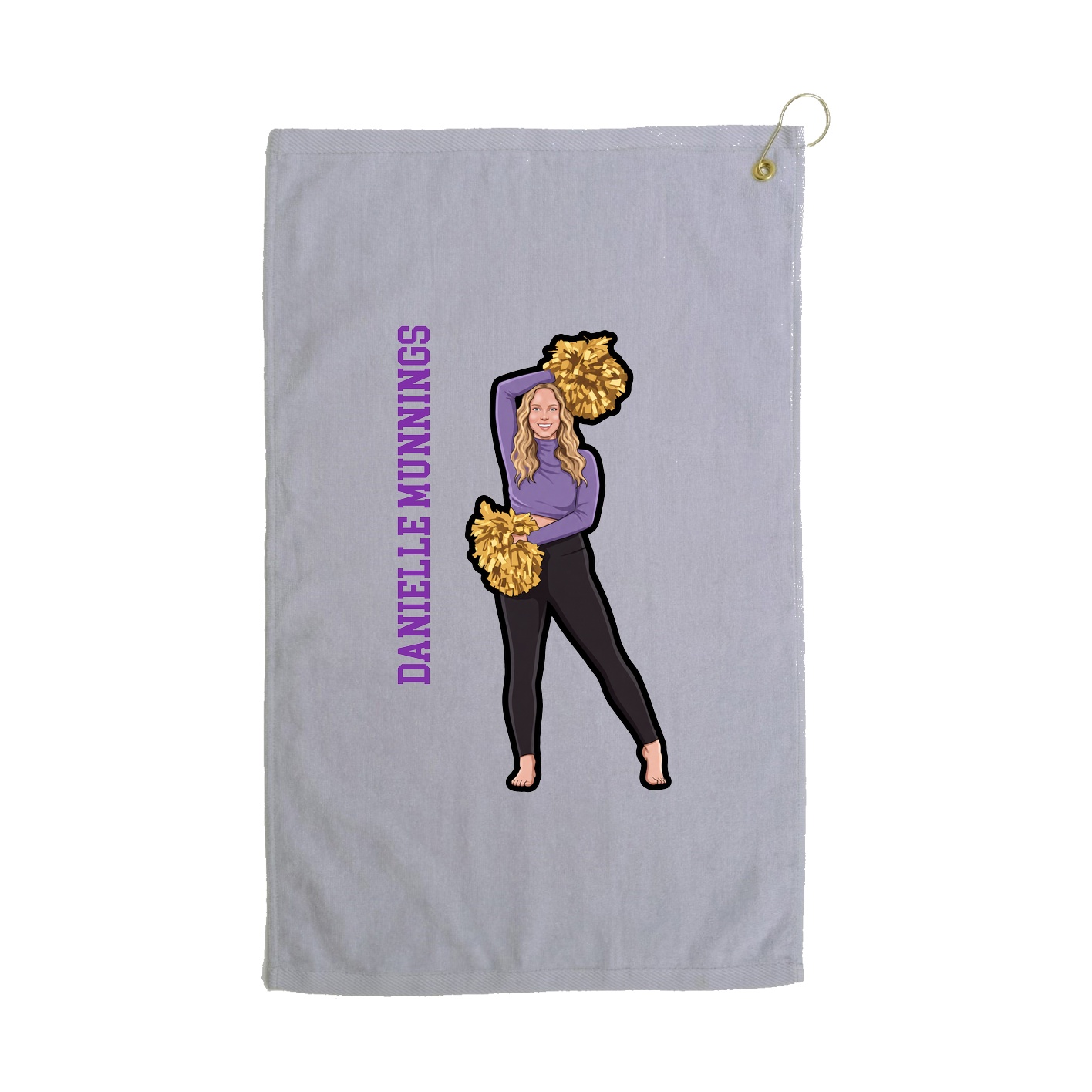 Golf Towel — Name Vertical in Grey