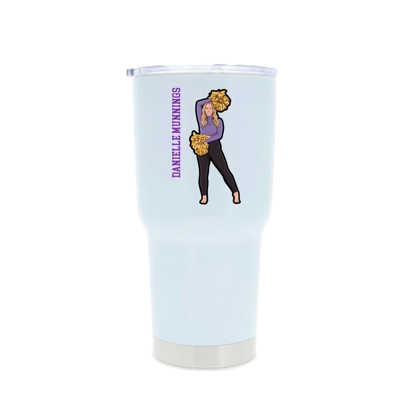 30oz Stainless Steel Tumbler — Name Vertical in White