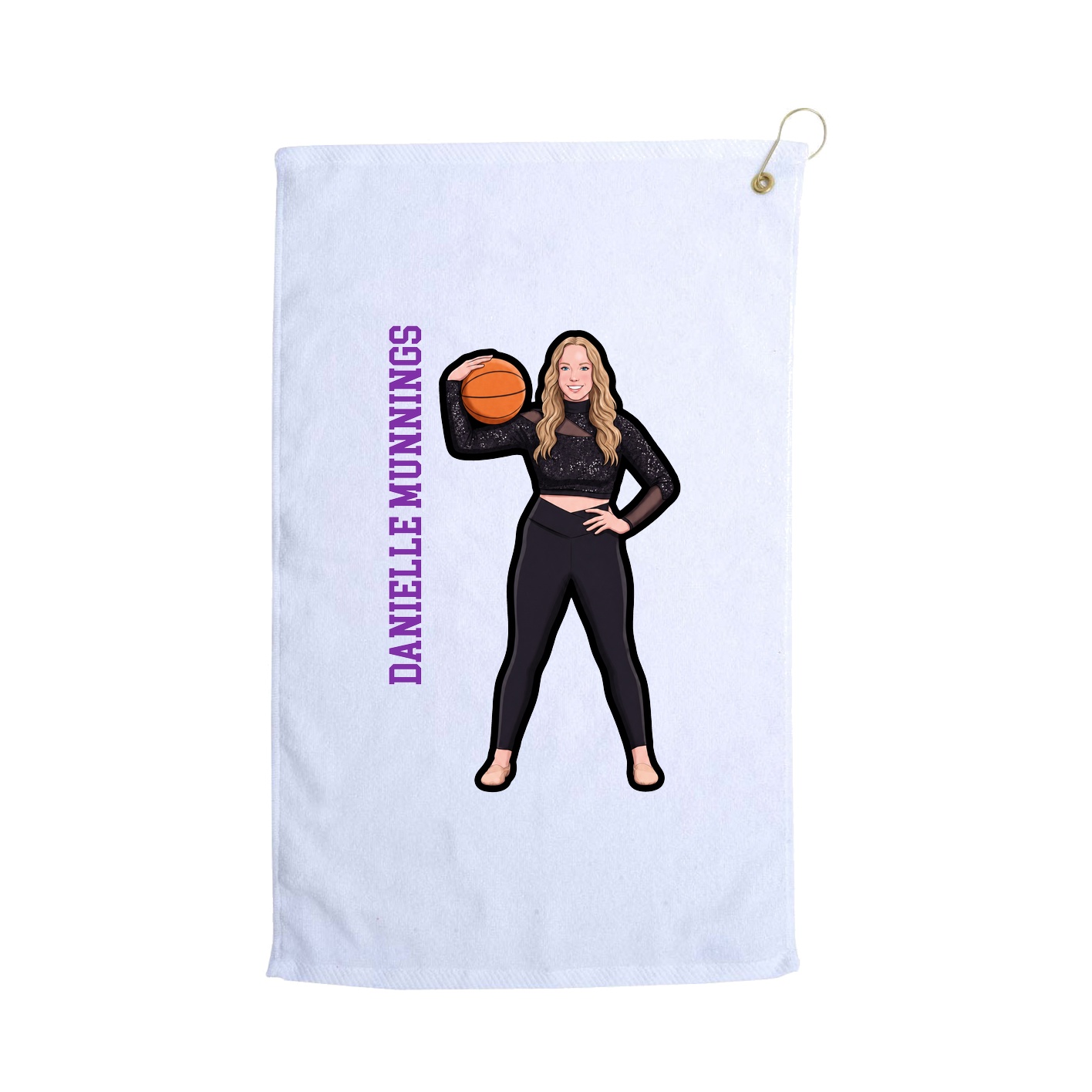 Golf Towel — Name Vertical in White