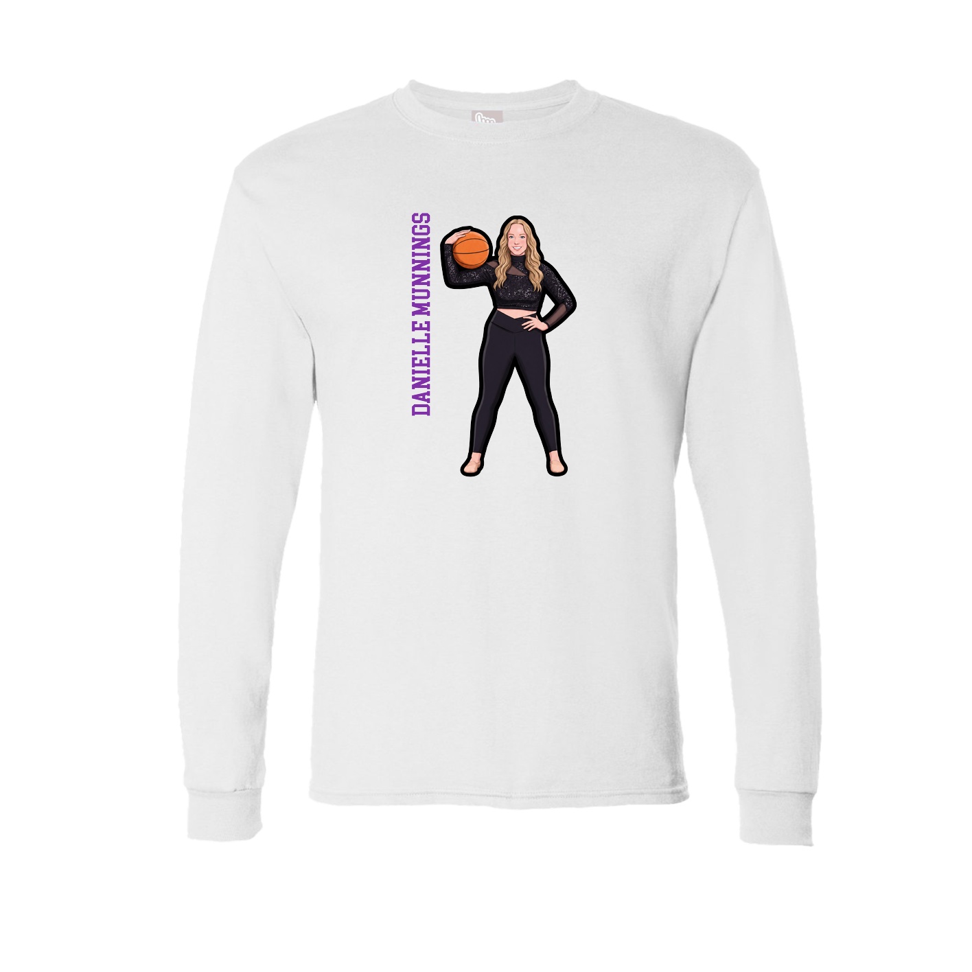 Long Sleeve Tee — Name Vertical in White