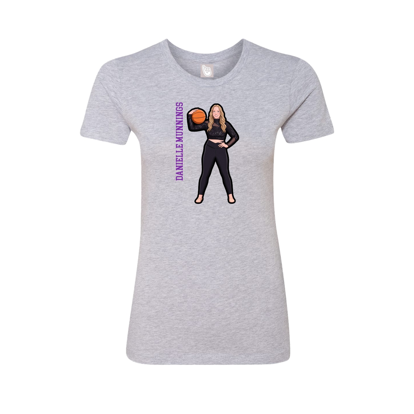 Fitted Women's Tee — Name Vertical in Grey