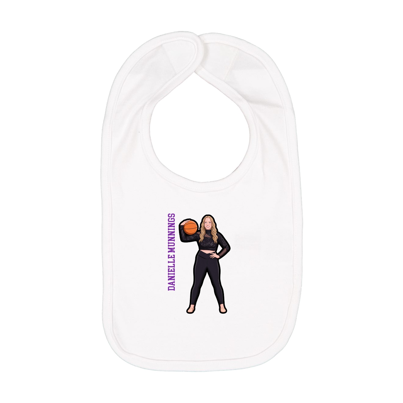 Infant Bib — Name Vertical in White