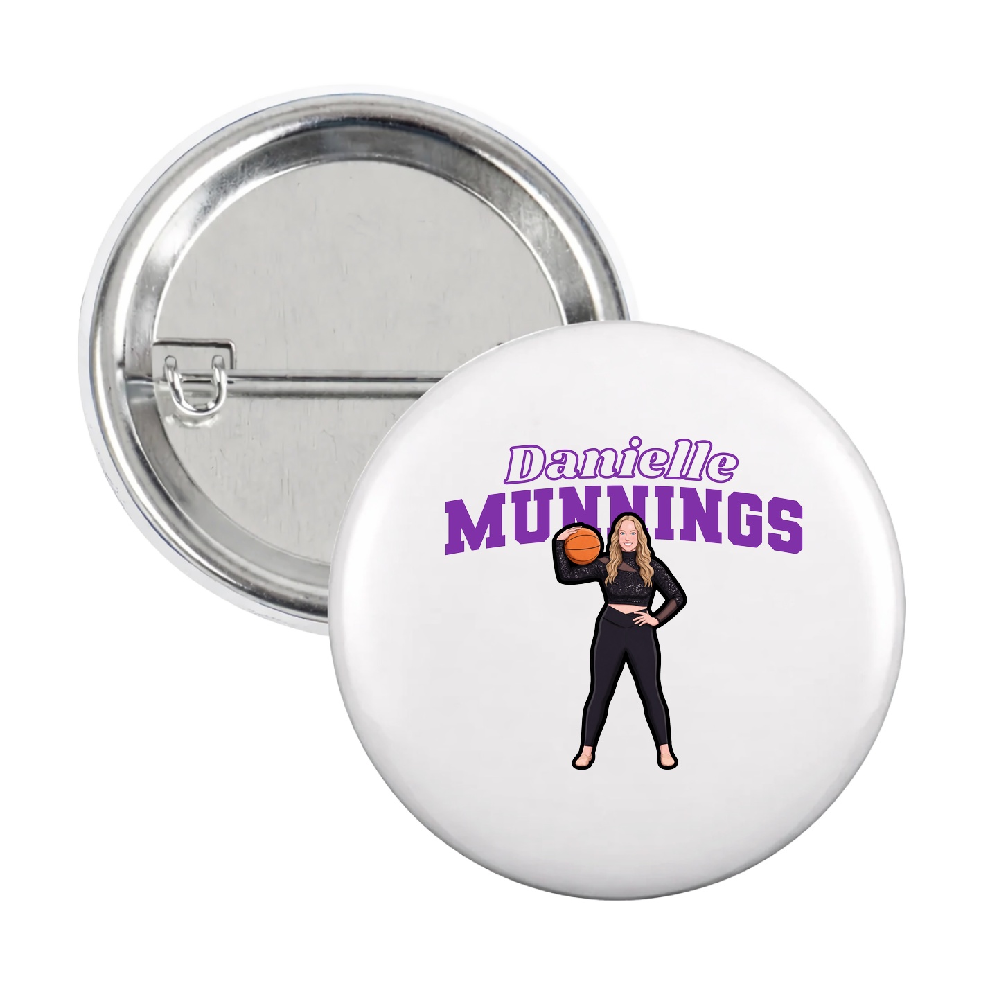 Game Day Button — Name Arch in White