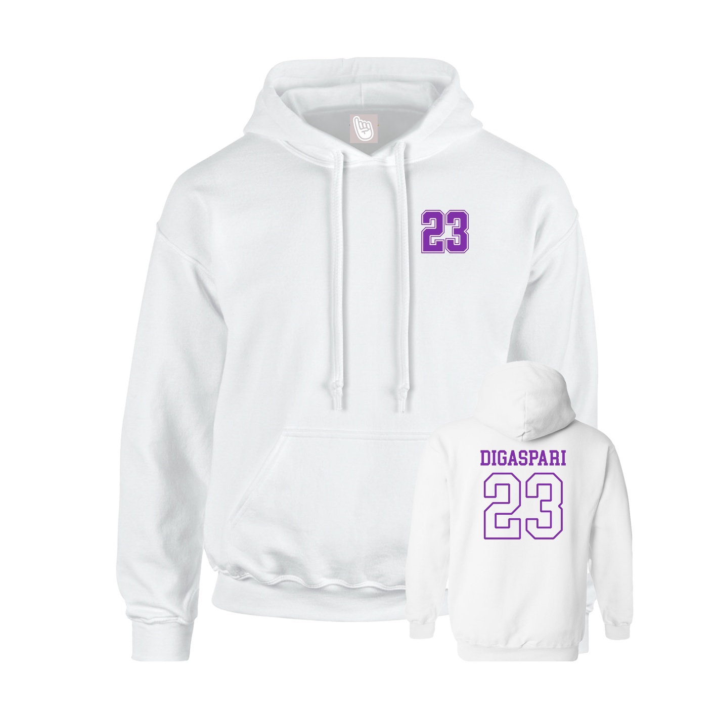 Youth Hoodie — Chest Back in White