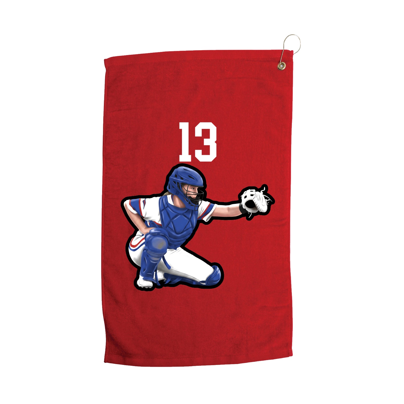 Golf Towel — Number Top in Red