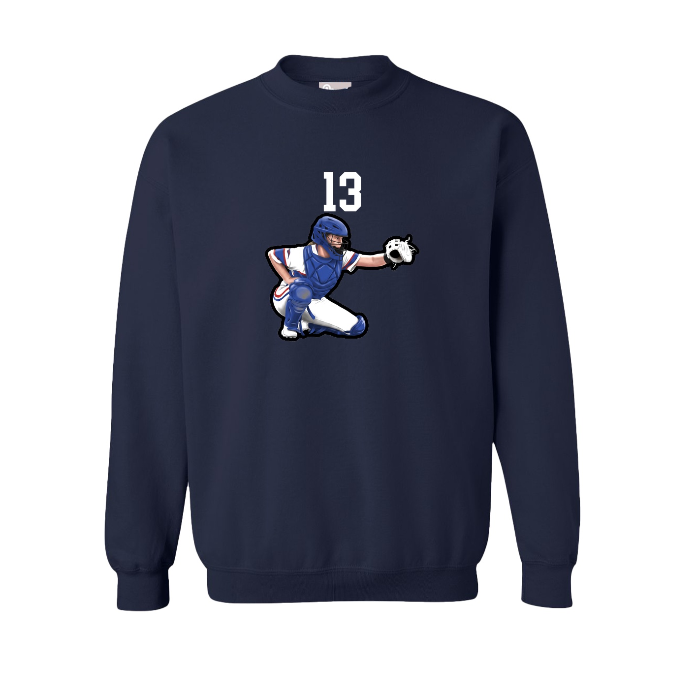 Fleece Crew — Number Top in Navy