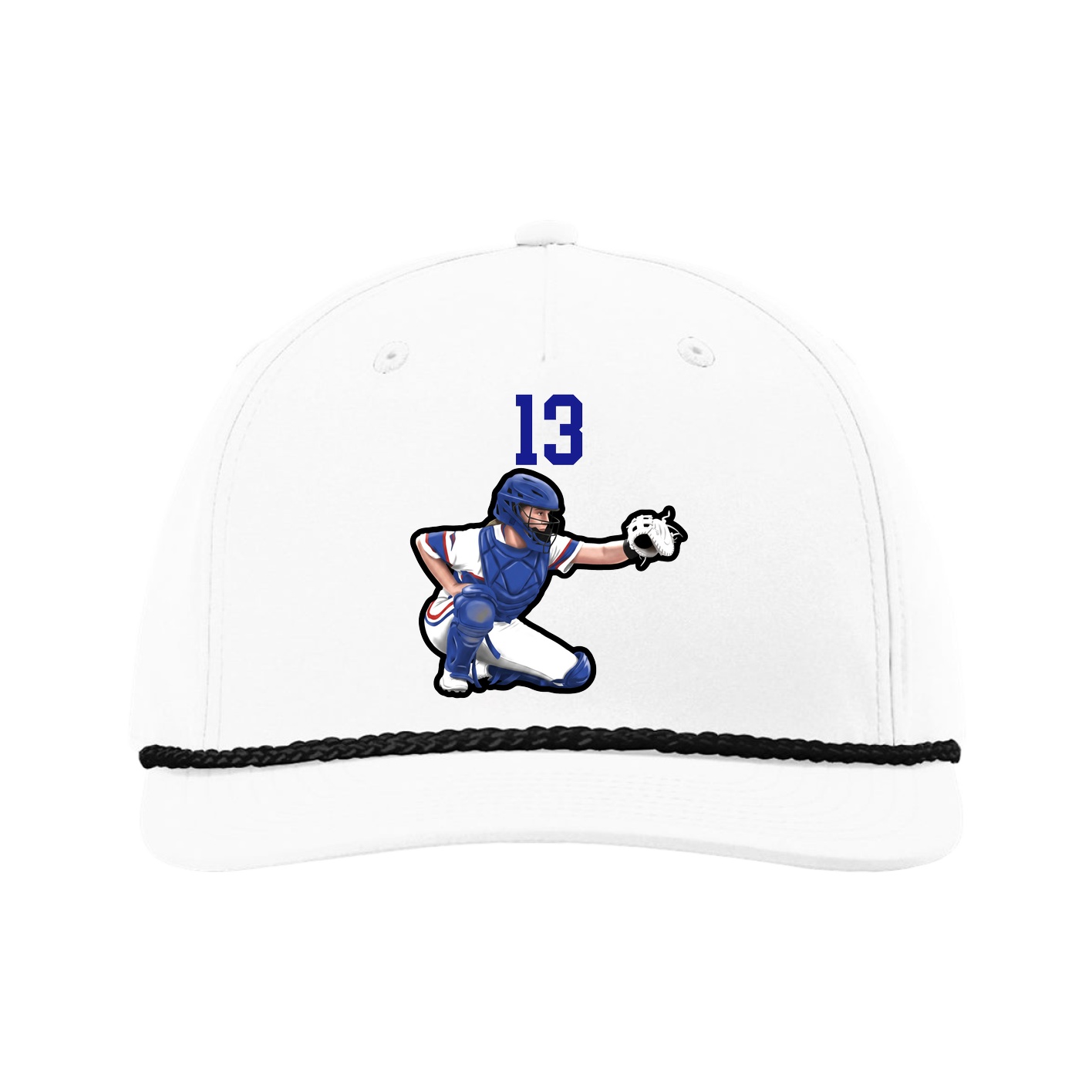 Five-Panel Classic Rope Cap — Number Top in White
