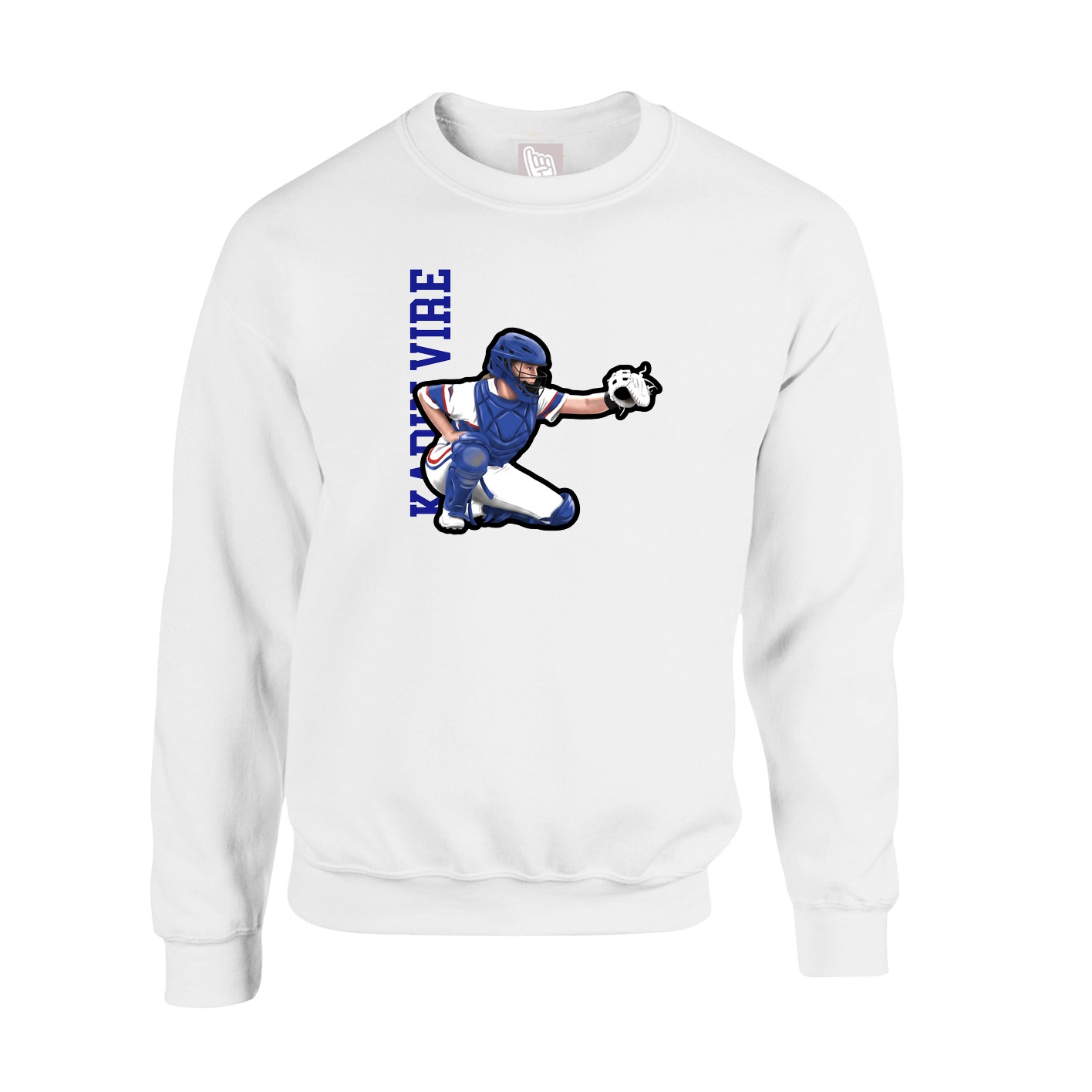 Fleece Crew — Name Vertical in White