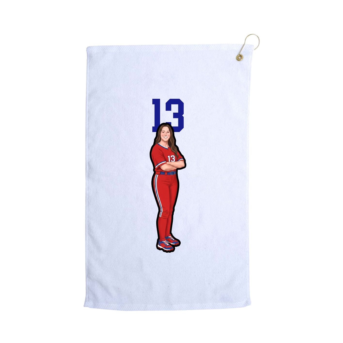 Golf Towel — Number Top in White