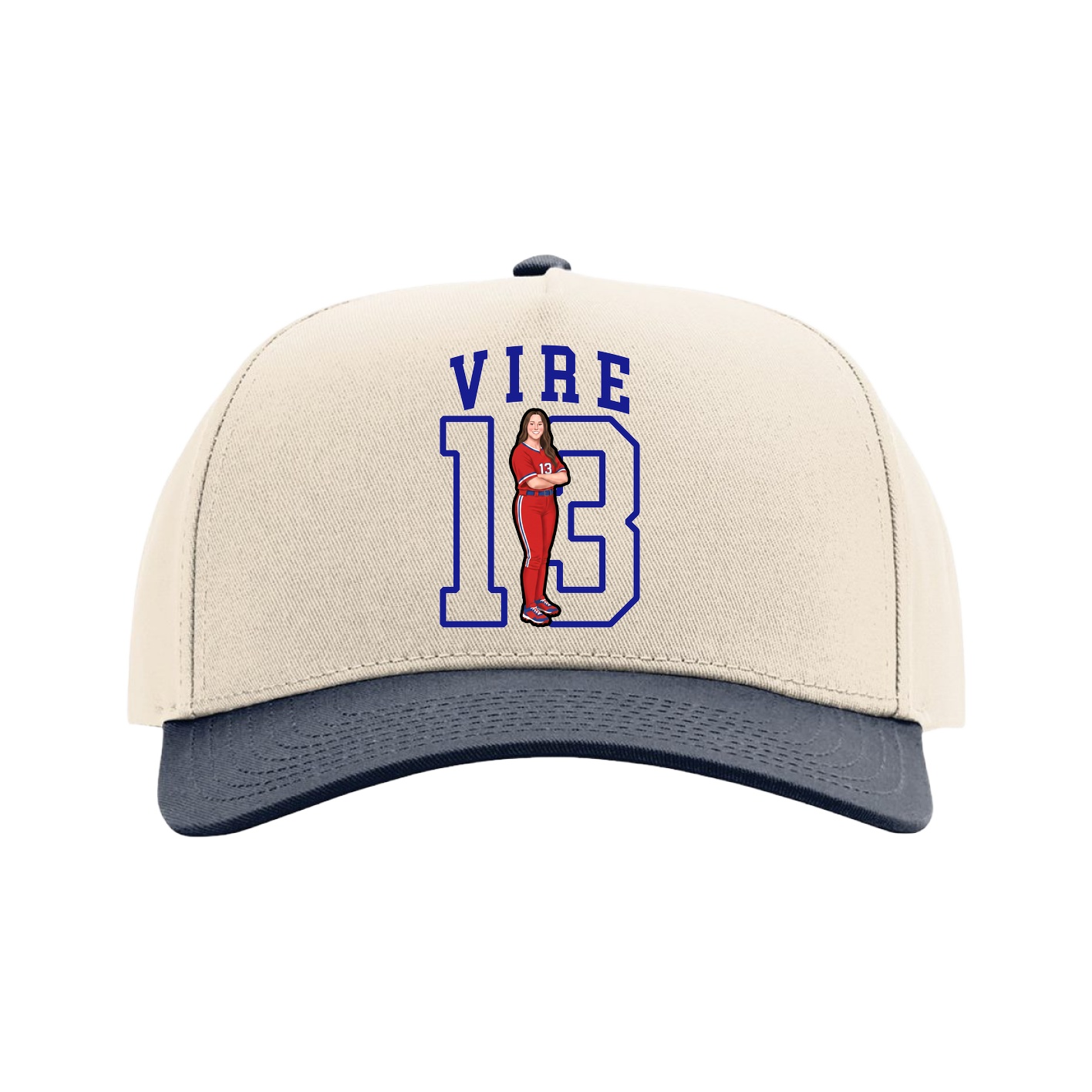 Full Fabric Five-Panel Champ Cap — Shirsey in Cream/Navy