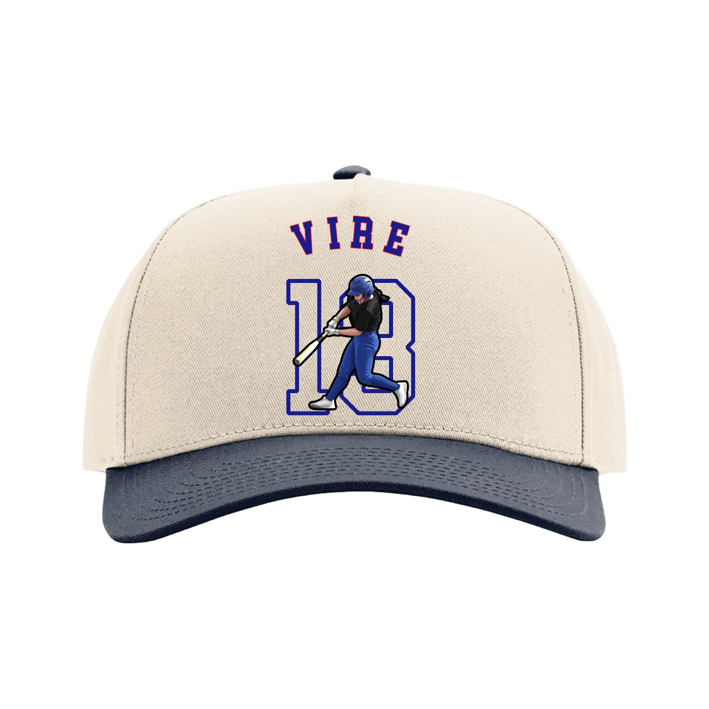 Full Fabric Five-Panel Champ Cap — Shirsey Arch in Cream/Navy