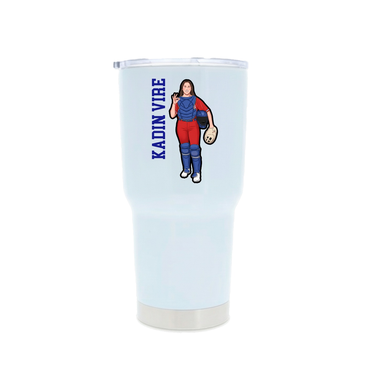 30oz Stainless Steel Tumbler — Name Vertical in White