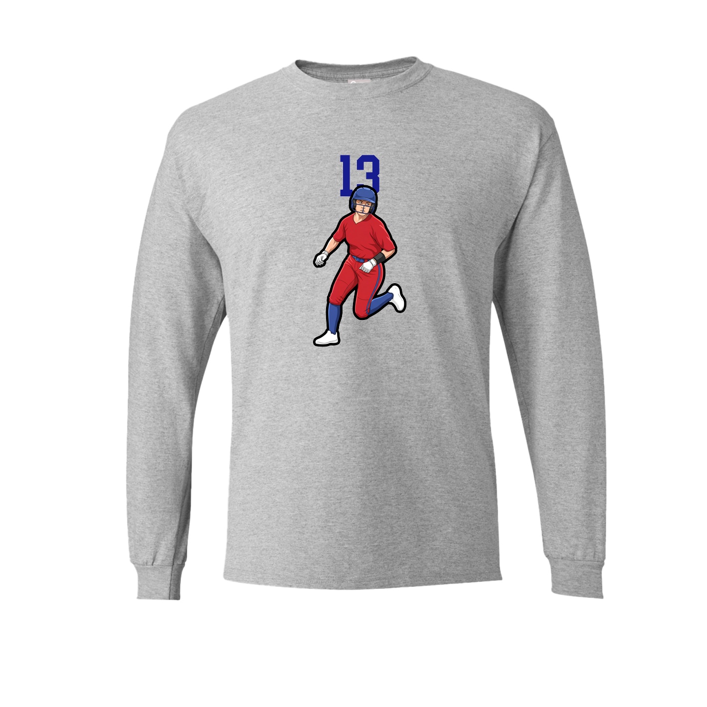 Long Sleeve Tee — Number Top in Grey