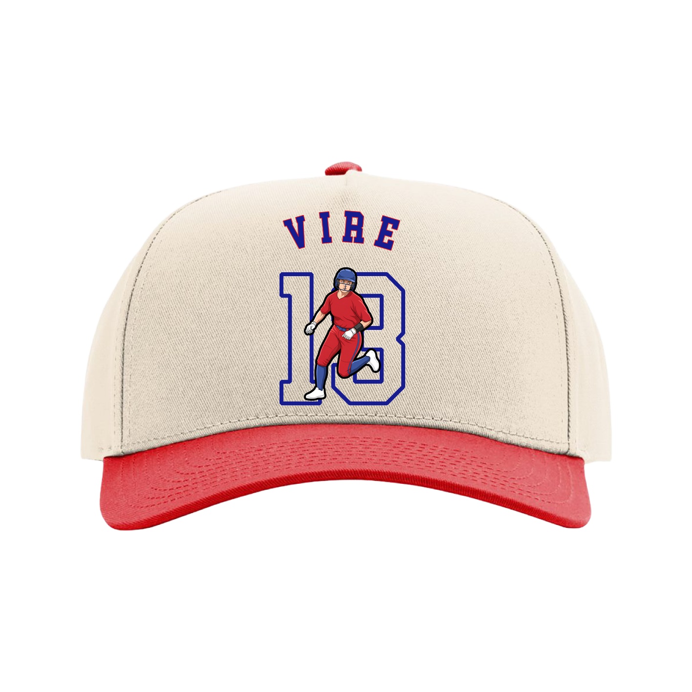 Full Fabric Five-Panel Champ Cap — Shirsey Arch in Cream/Red