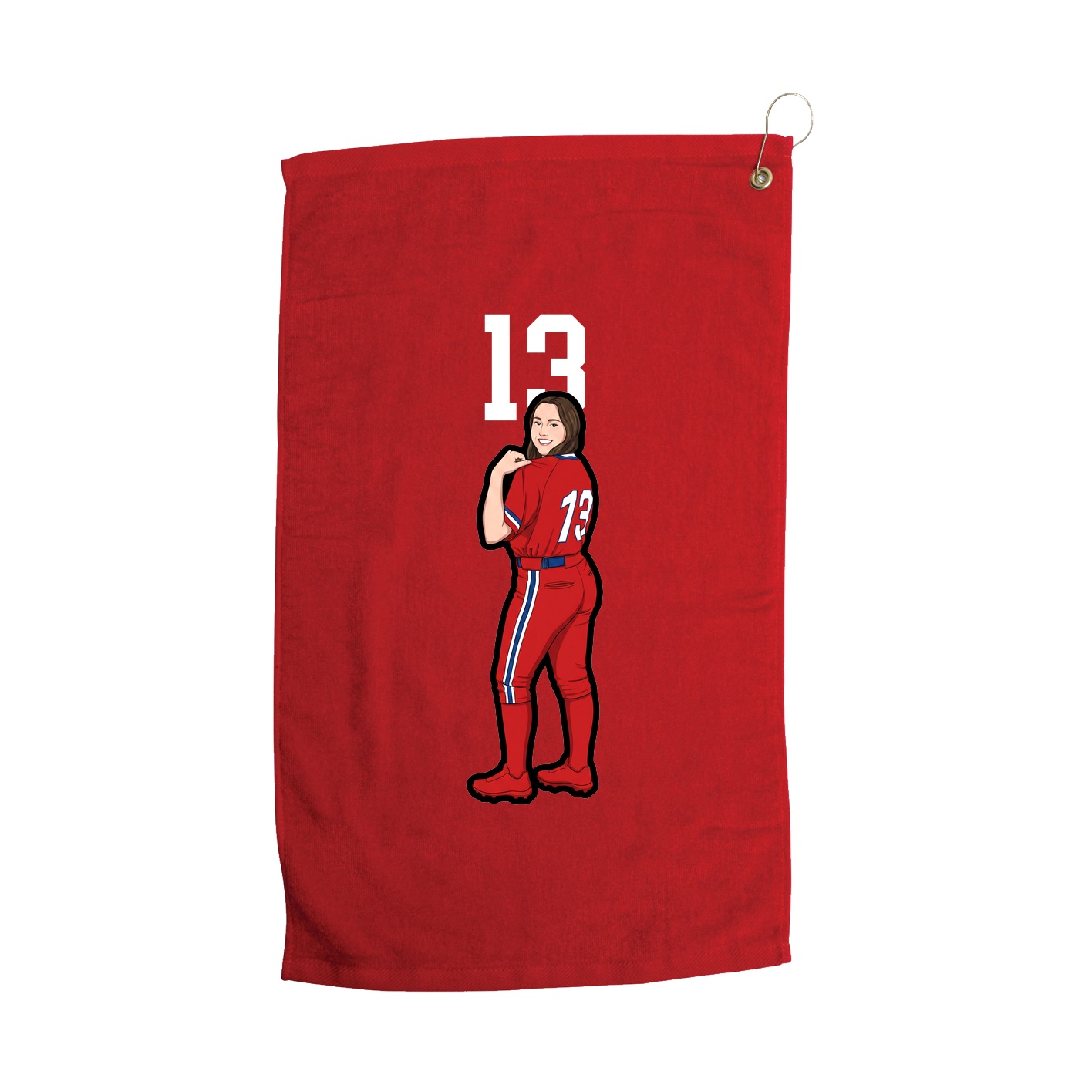Golf Towel — Number Top in Red