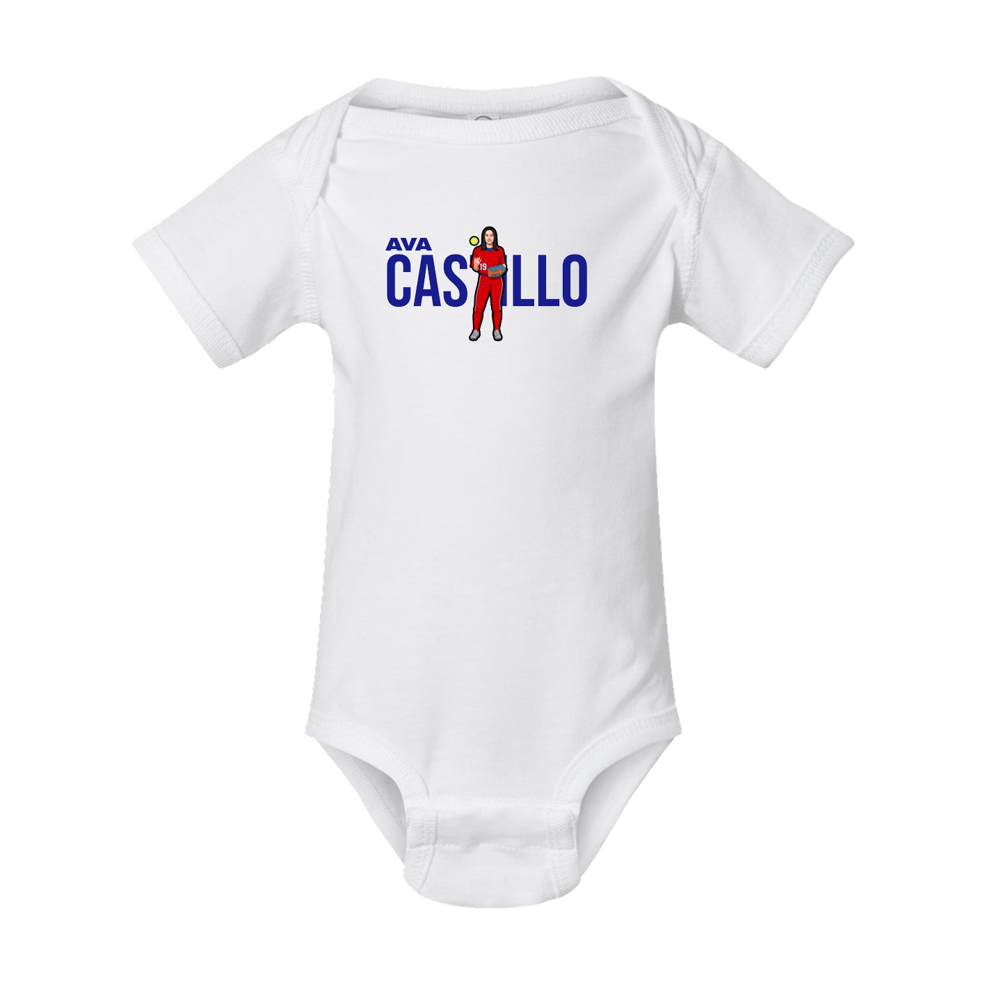 Baby Onesie — Player Name in White