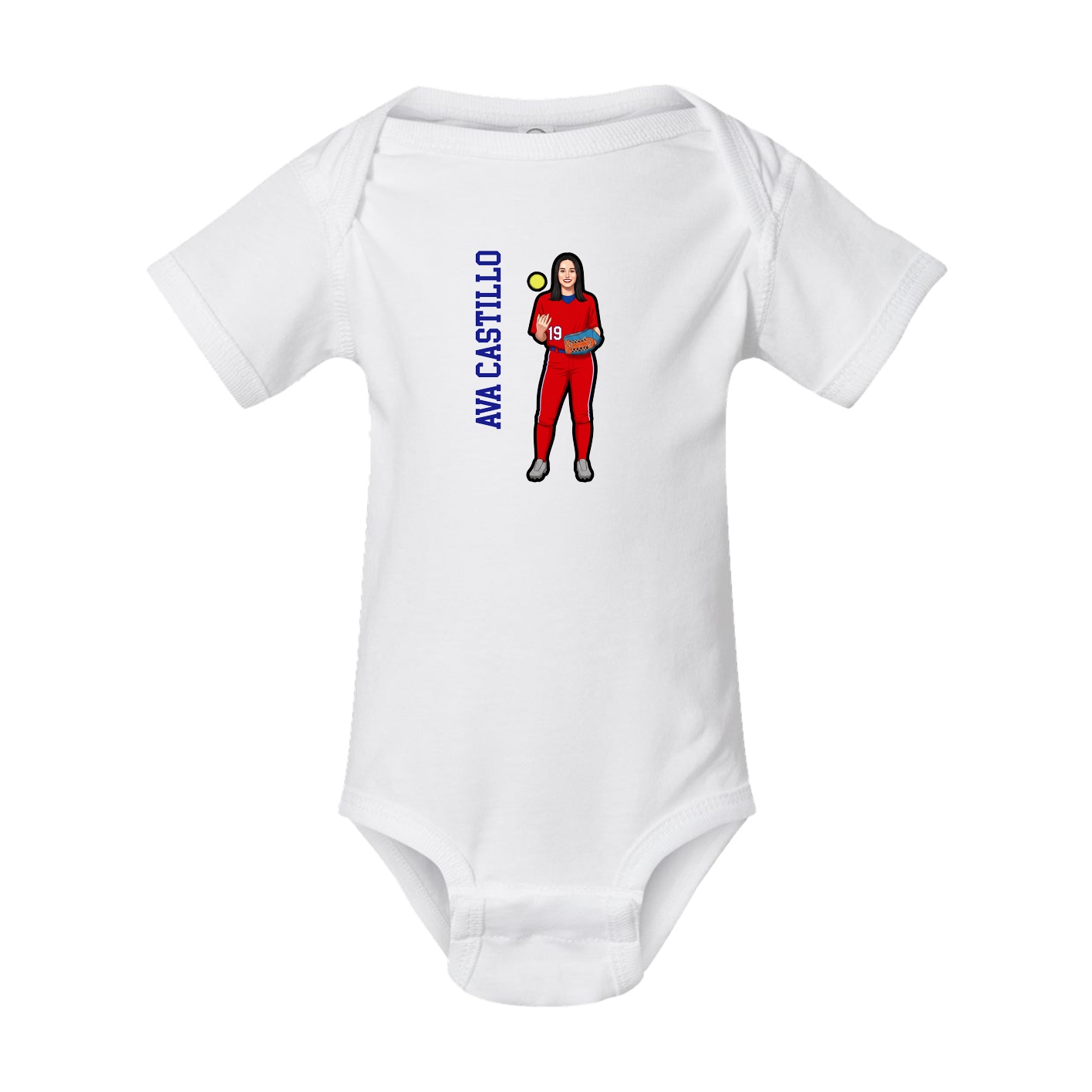 Baby Onesie — Name Vertical in White