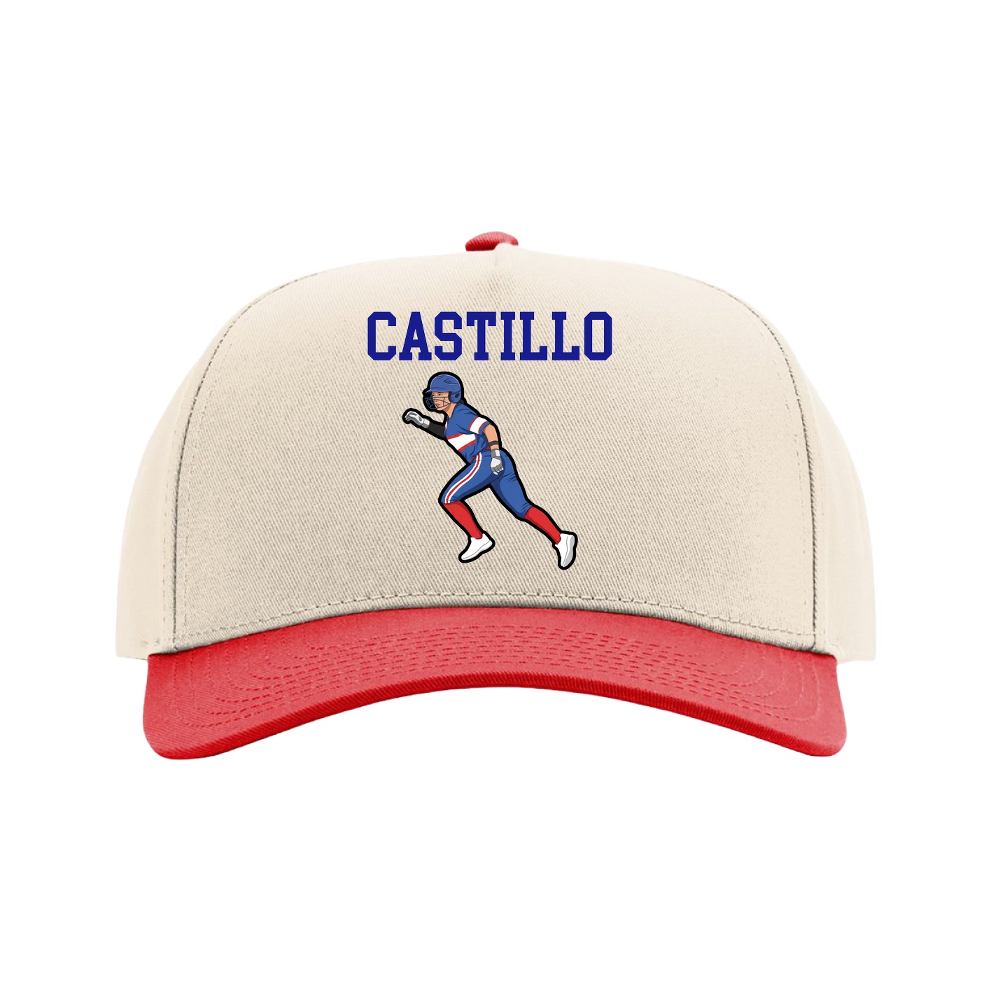 Full Fabric Five-Panel Champ Cap — Shirsey in Cream/Red