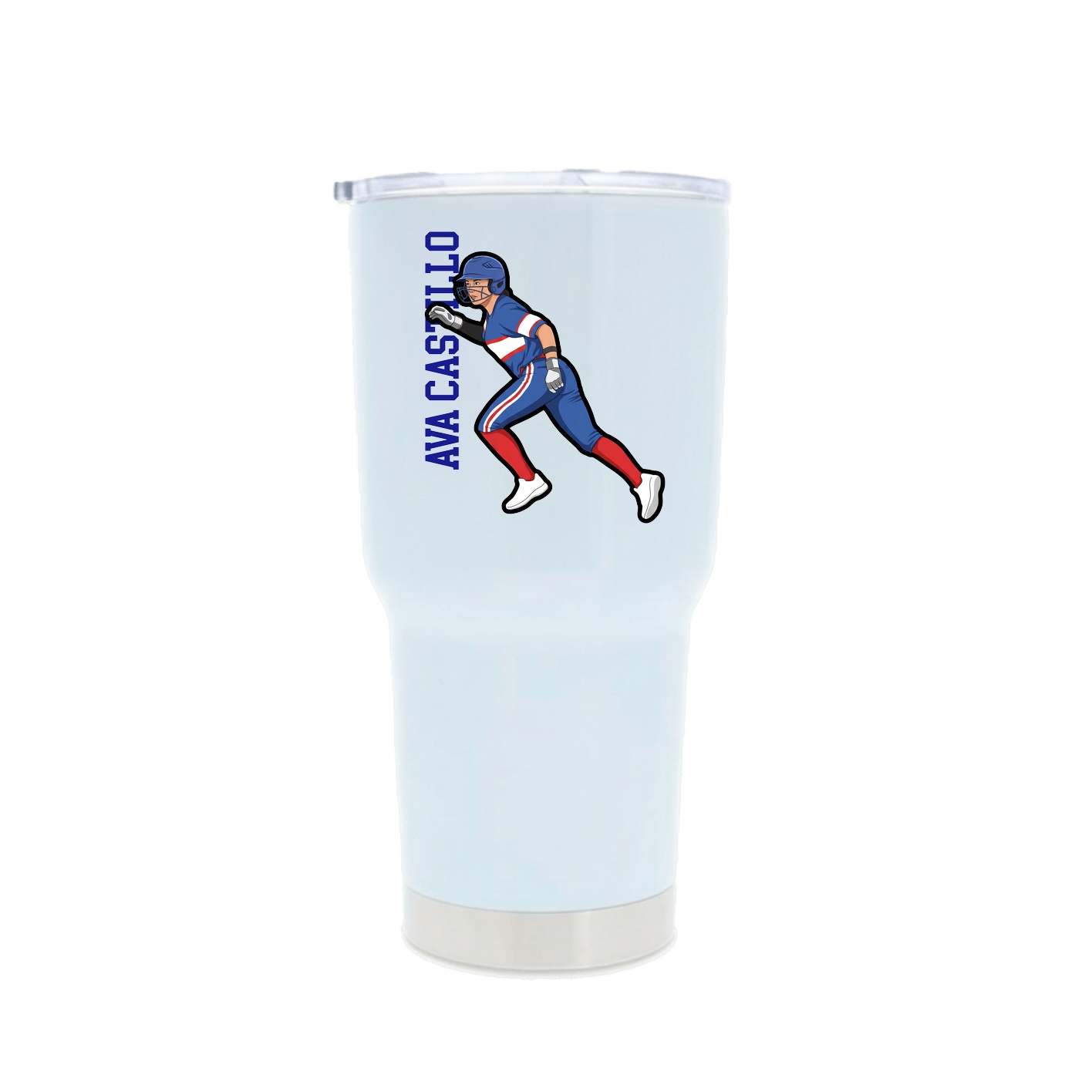 30oz Stainless Steel Tumbler — Name Vertical in White
