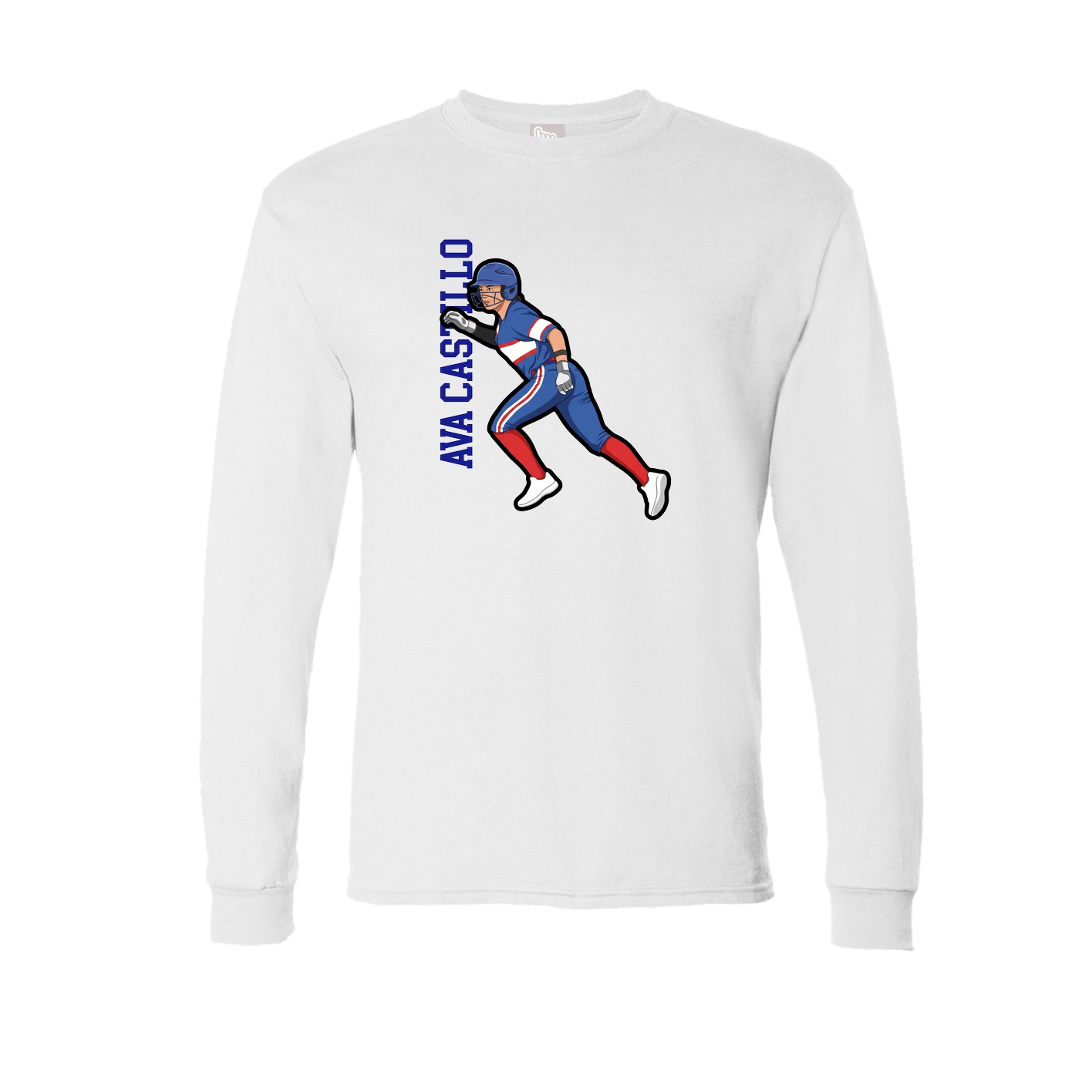 Long Sleeve Tee — Name Vertical in White