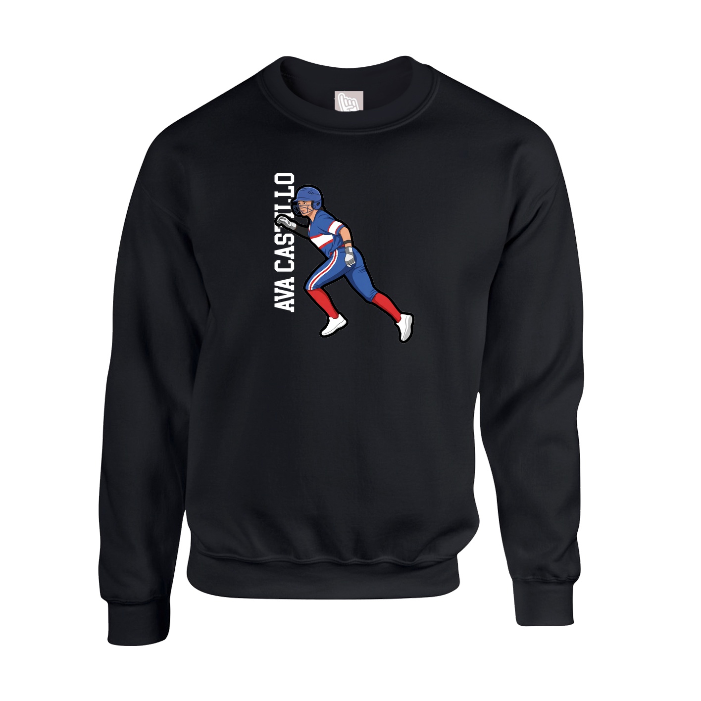 Fleece Crew — Name Vertical in Black