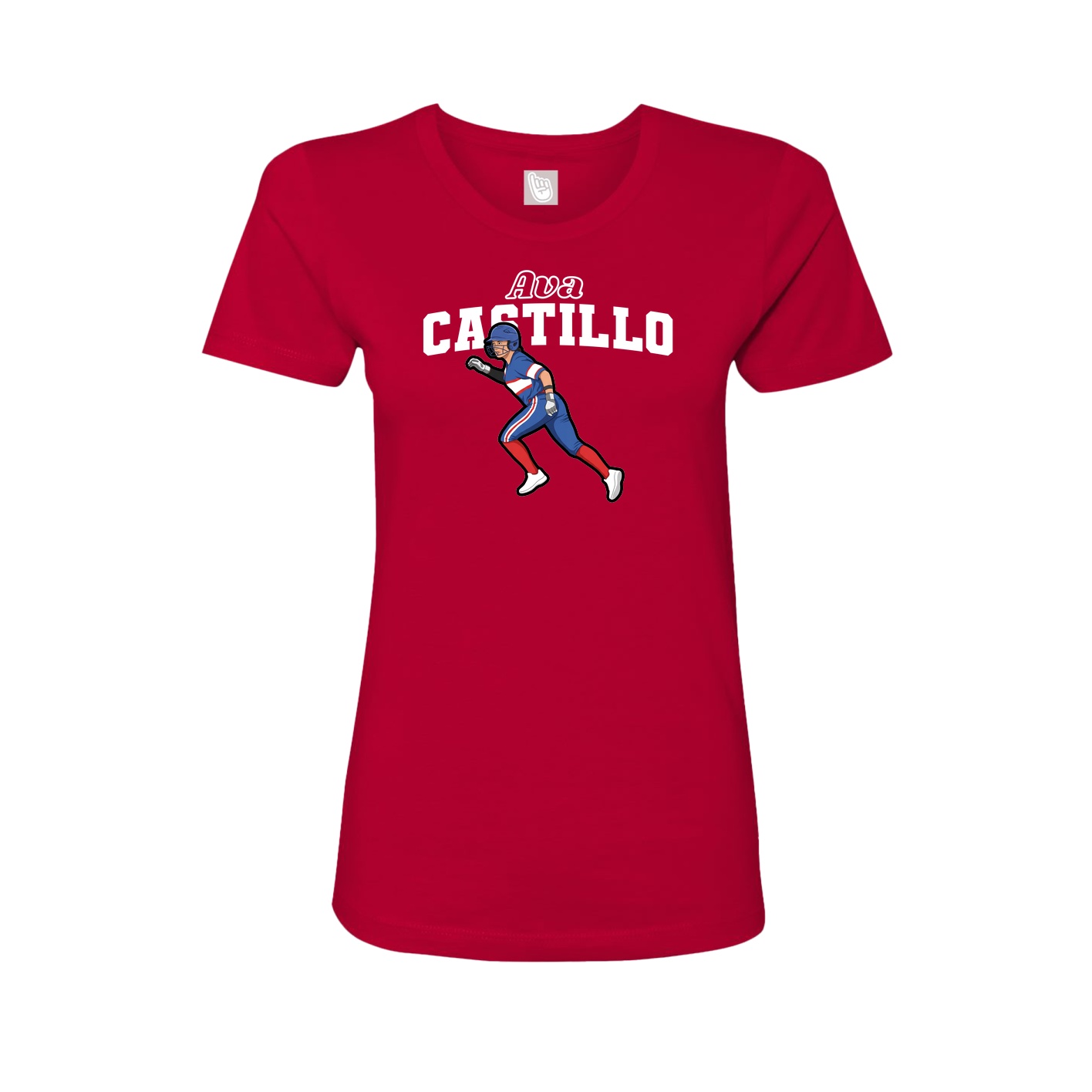 Fitted Women's Tee — Name Arch in Red