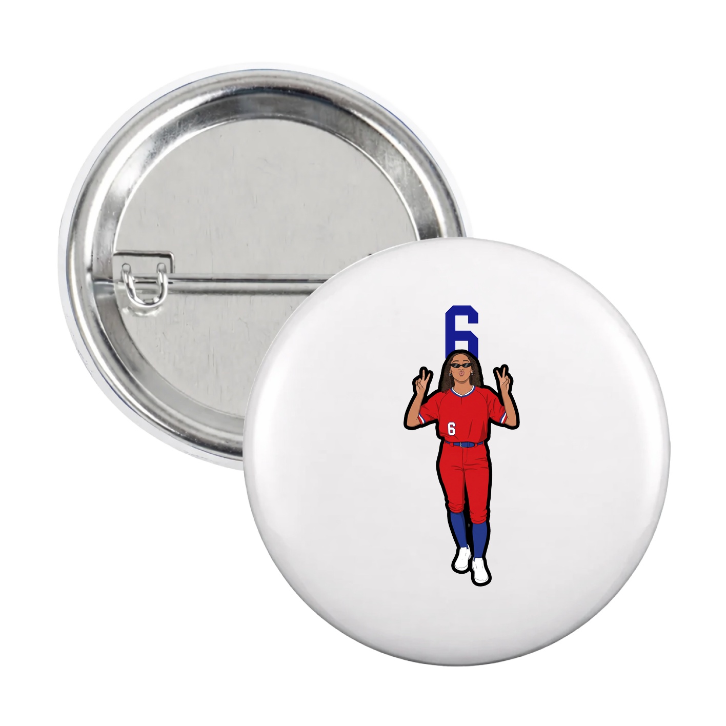 Game Day Button — Number Top in White