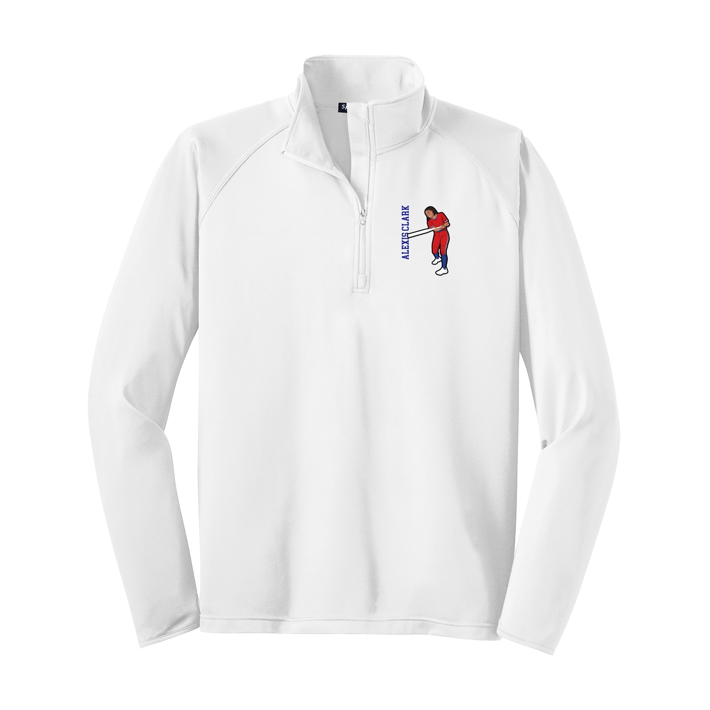 Q-Zip Pullover — Name Vertical in White