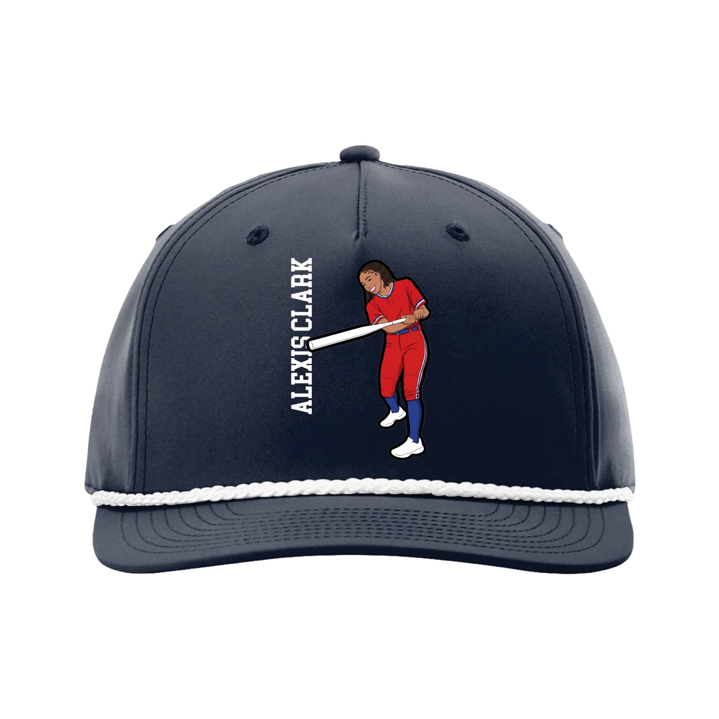Five-Panel Classic Rope Cap — Name Vertical in Navy