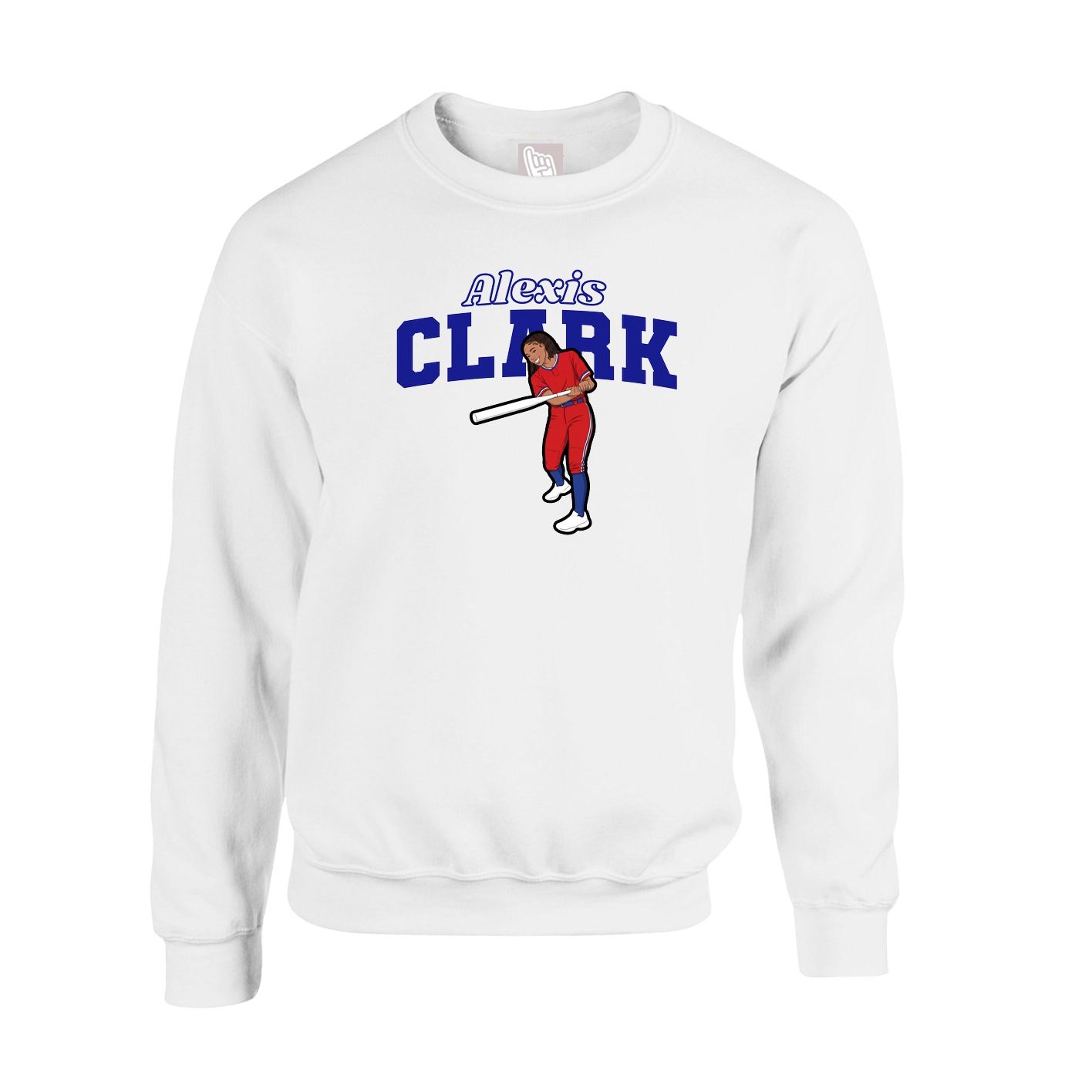 Fleece Crew — Name Arch in White