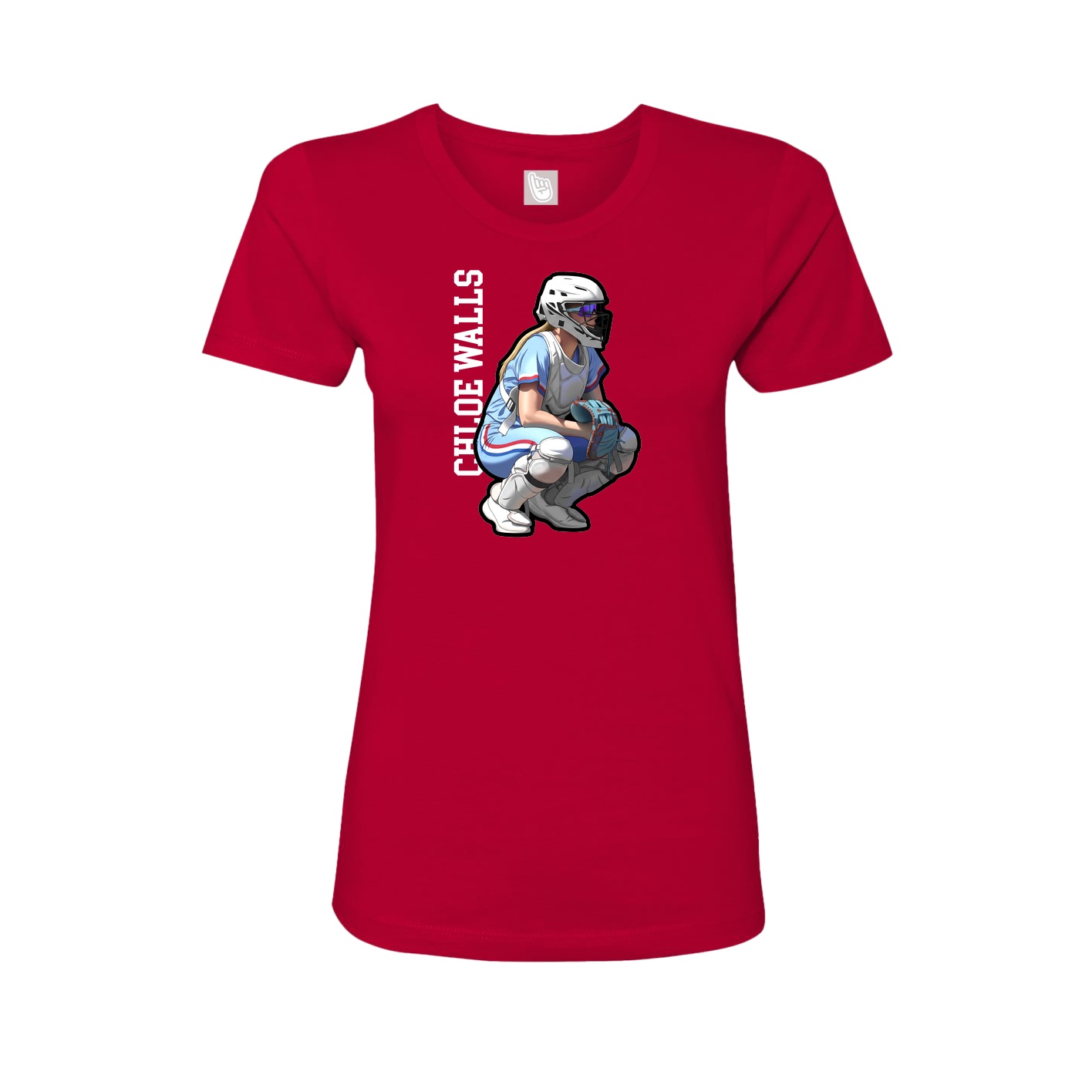 Fitted Women's Tee — Name Vertical in Red