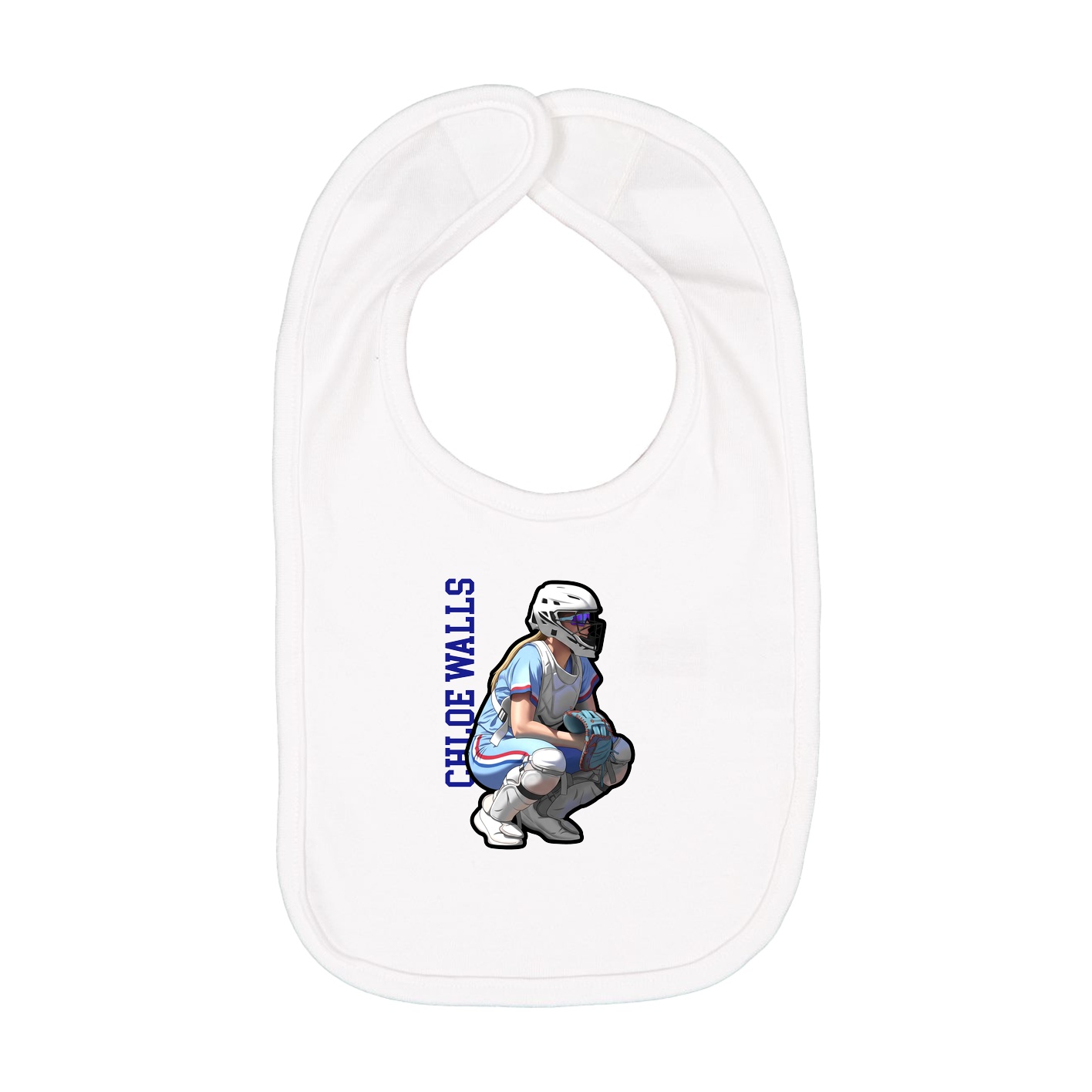 Infant Bib — Name Vertical in White