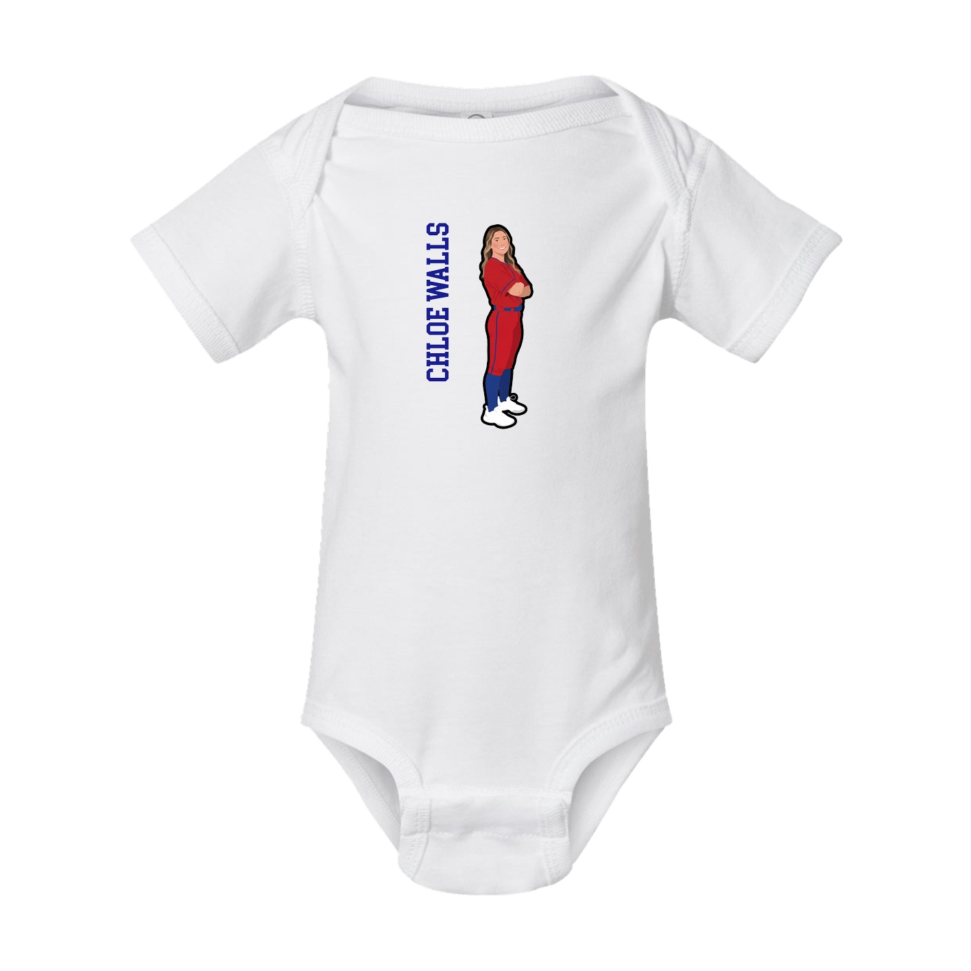 Baby Onesie — Name Vertical in White