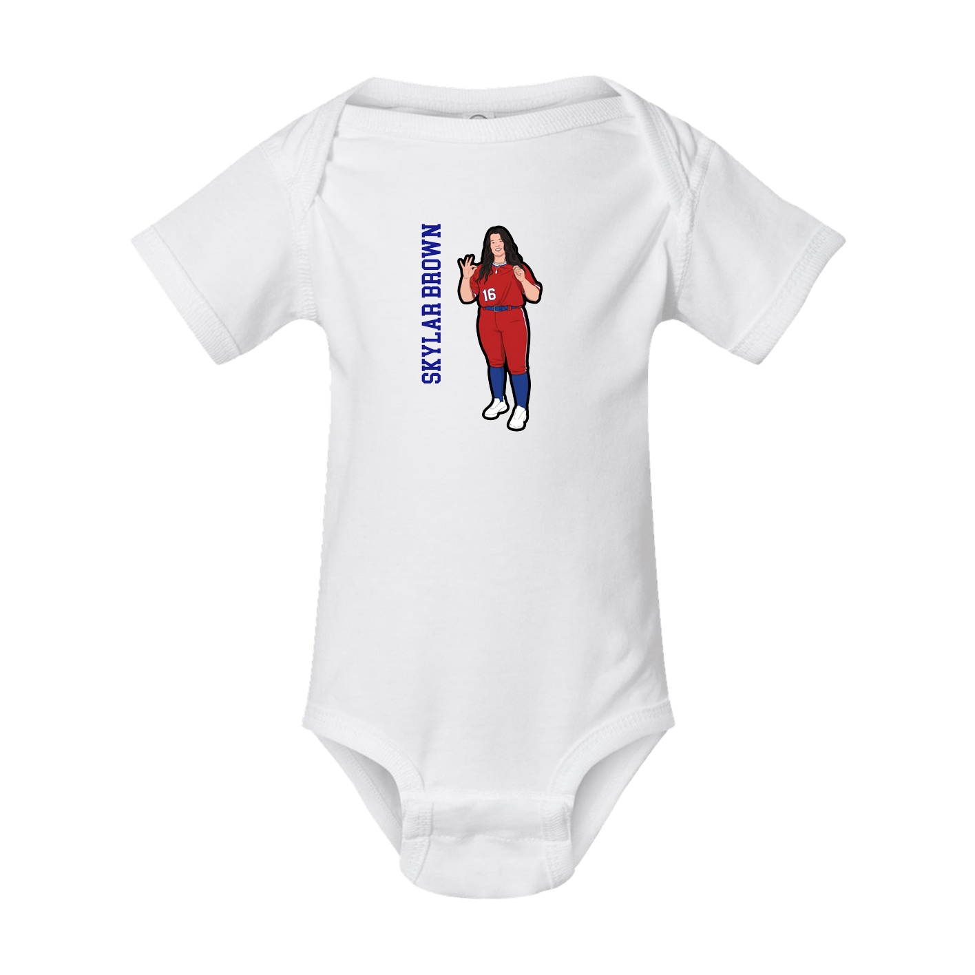 Baby Onesie — Name Vertical in White