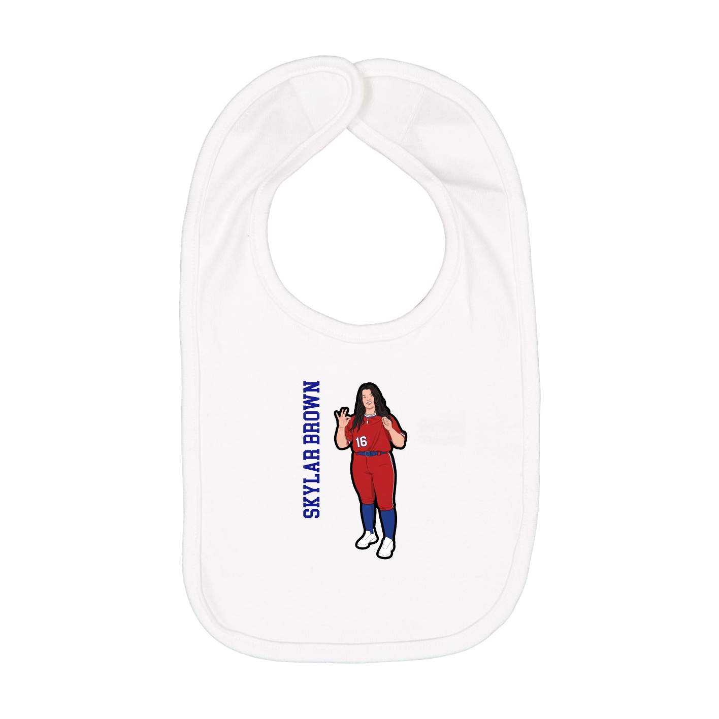 Infant Bib — Name Vertical in White