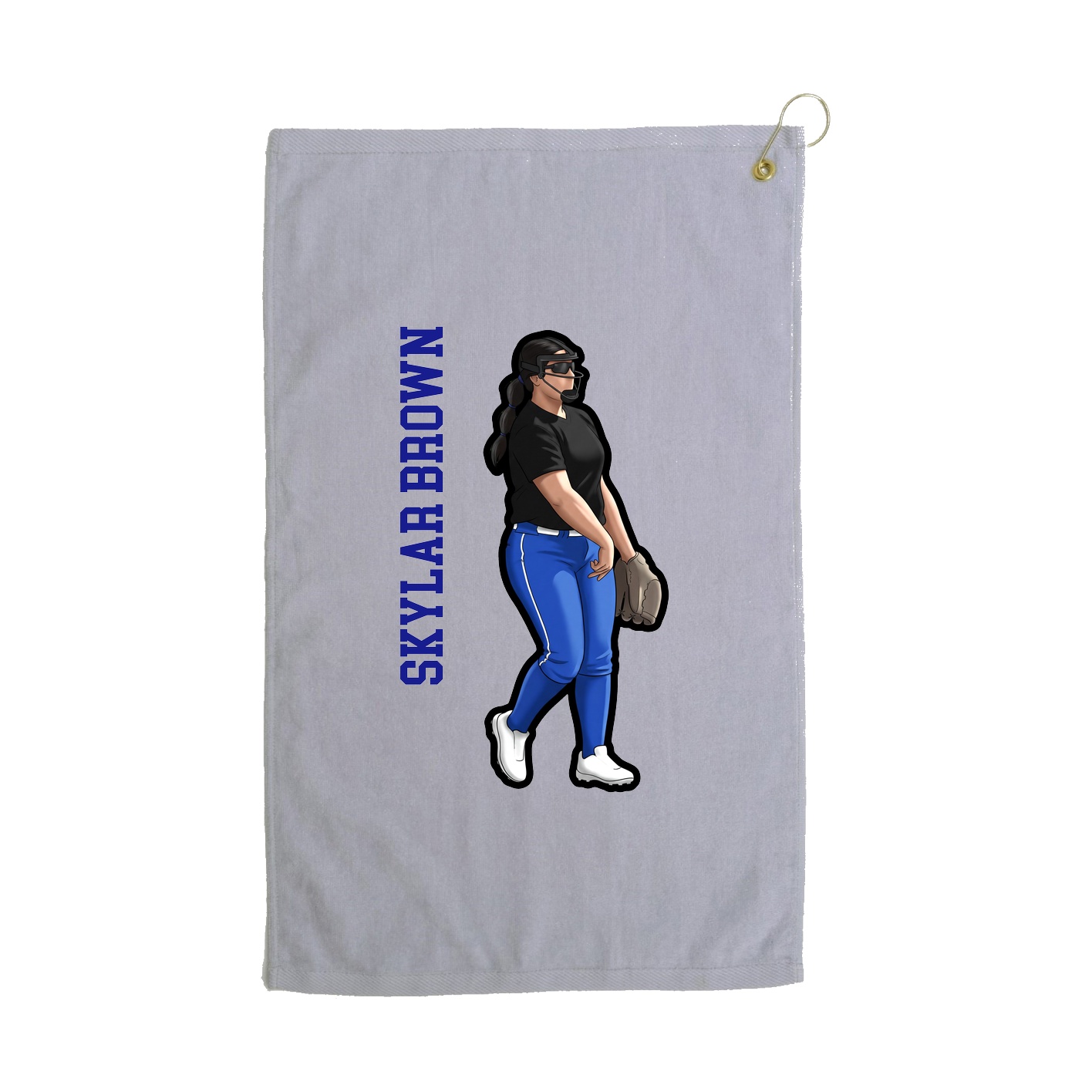 Golf Towel — Name Vertical in Grey
