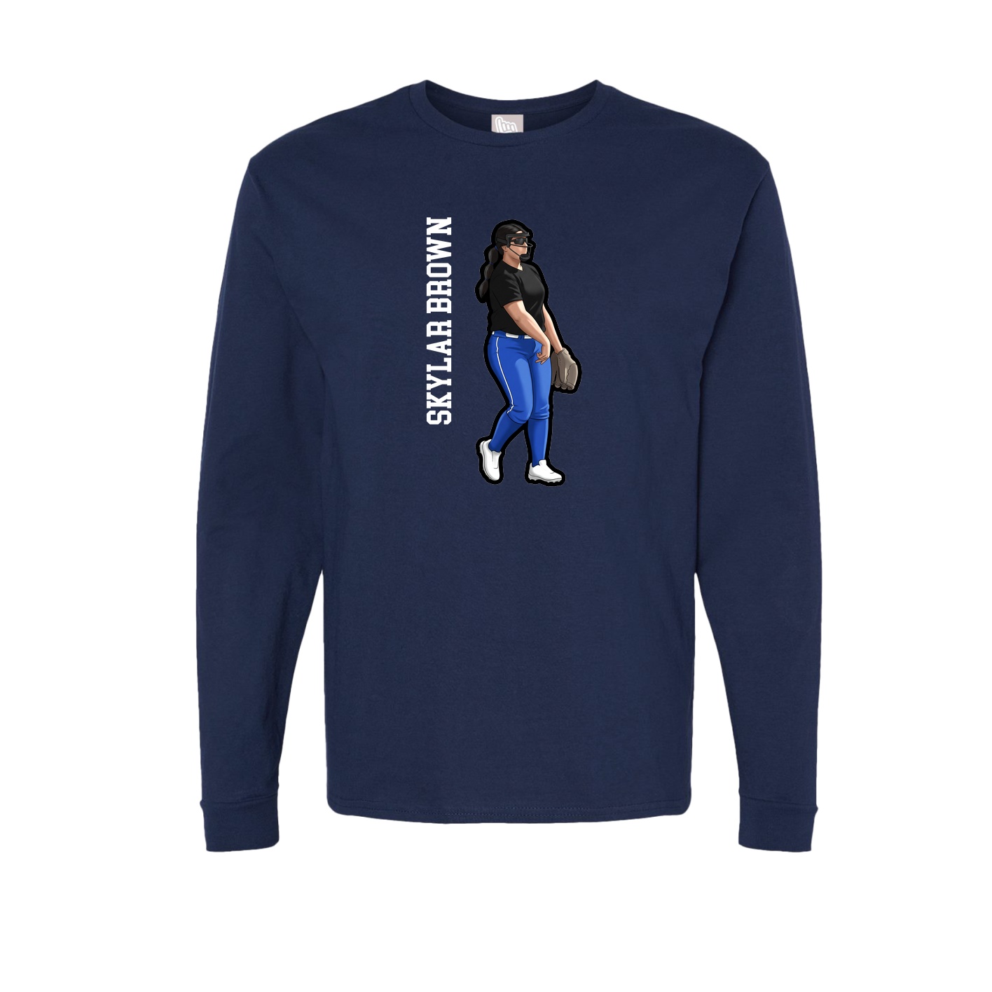 Long Sleeve Tee — Name Vertical in Navy