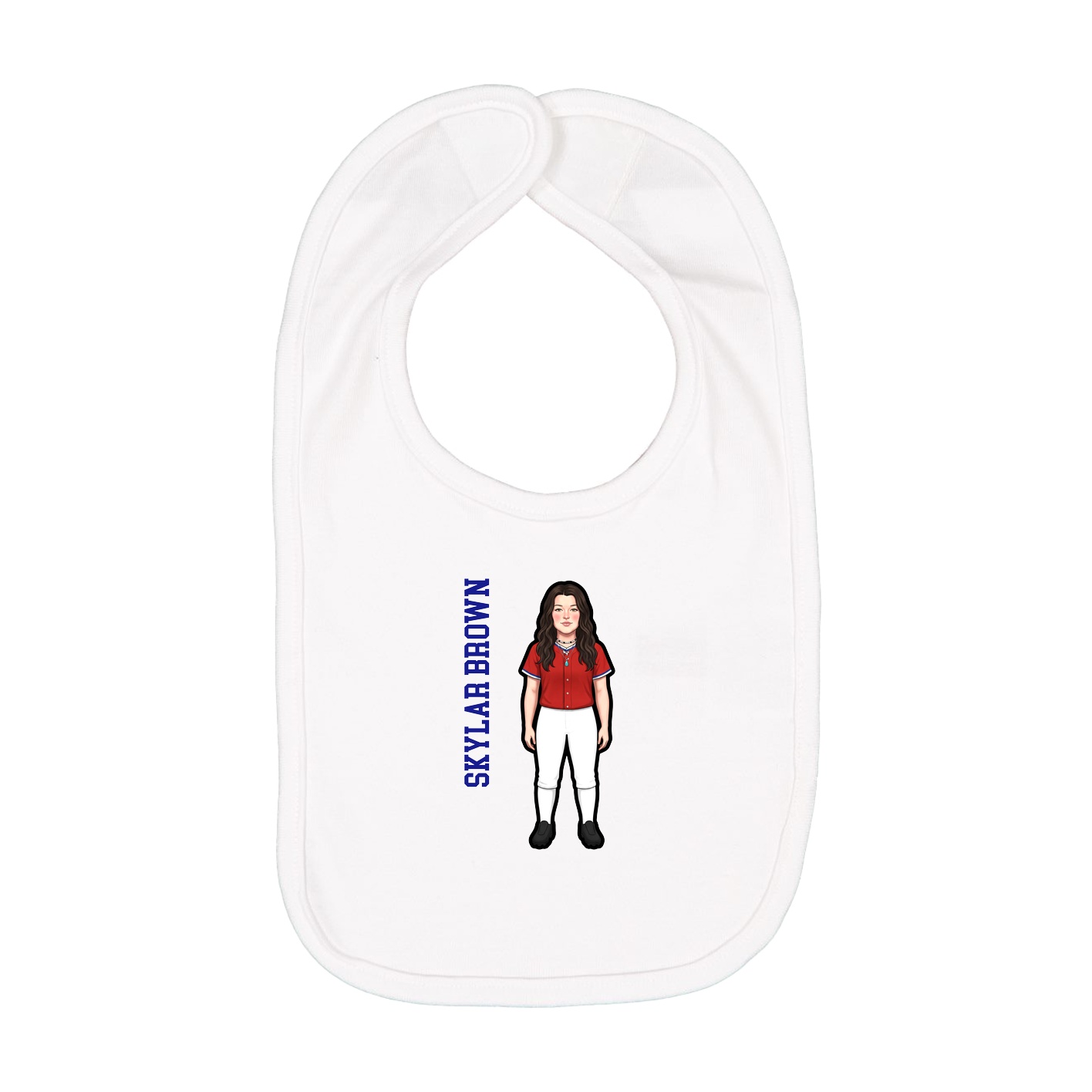 Infant Bib — Name Vertical in White